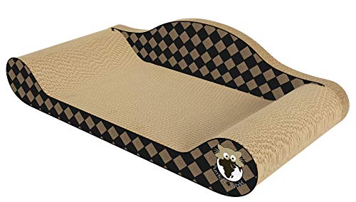 Premium Cat Scratcher Lounge with Checkerboard Design - Durable Cardboard Scratching Pad for Cats - Perfect for Indoor Play, Nail Trimming & Stress Relief
