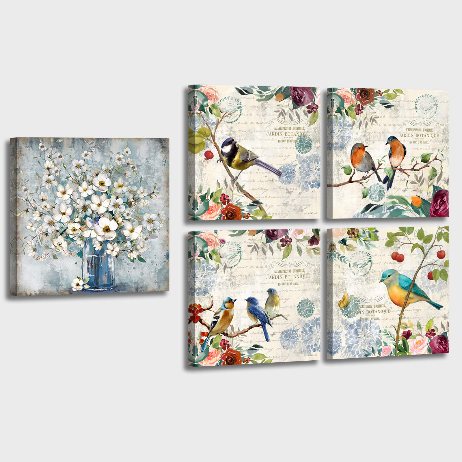 Bathroom Wall Art Decor - Bird Canvas for Bedroom & Bath