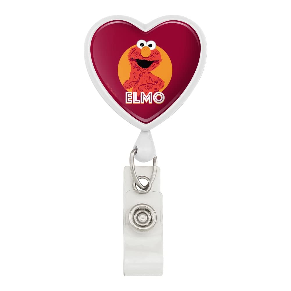Sesame Street Elmo Scribble Heart Lanyard Retractable Reel Badge ID Card Holder for Teachers, Nurses & Office Workers - Fun & Practical Accessory for Work or School