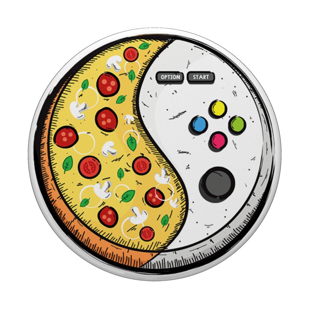 Gaming & Pizza Design PopSockets PopGrip - Swappable Phone Grip for Gaming Kids & Teen Gamers - Compatible with Smartphones & Tablets - Perfect for Gaming Sessions & Pizza Parties