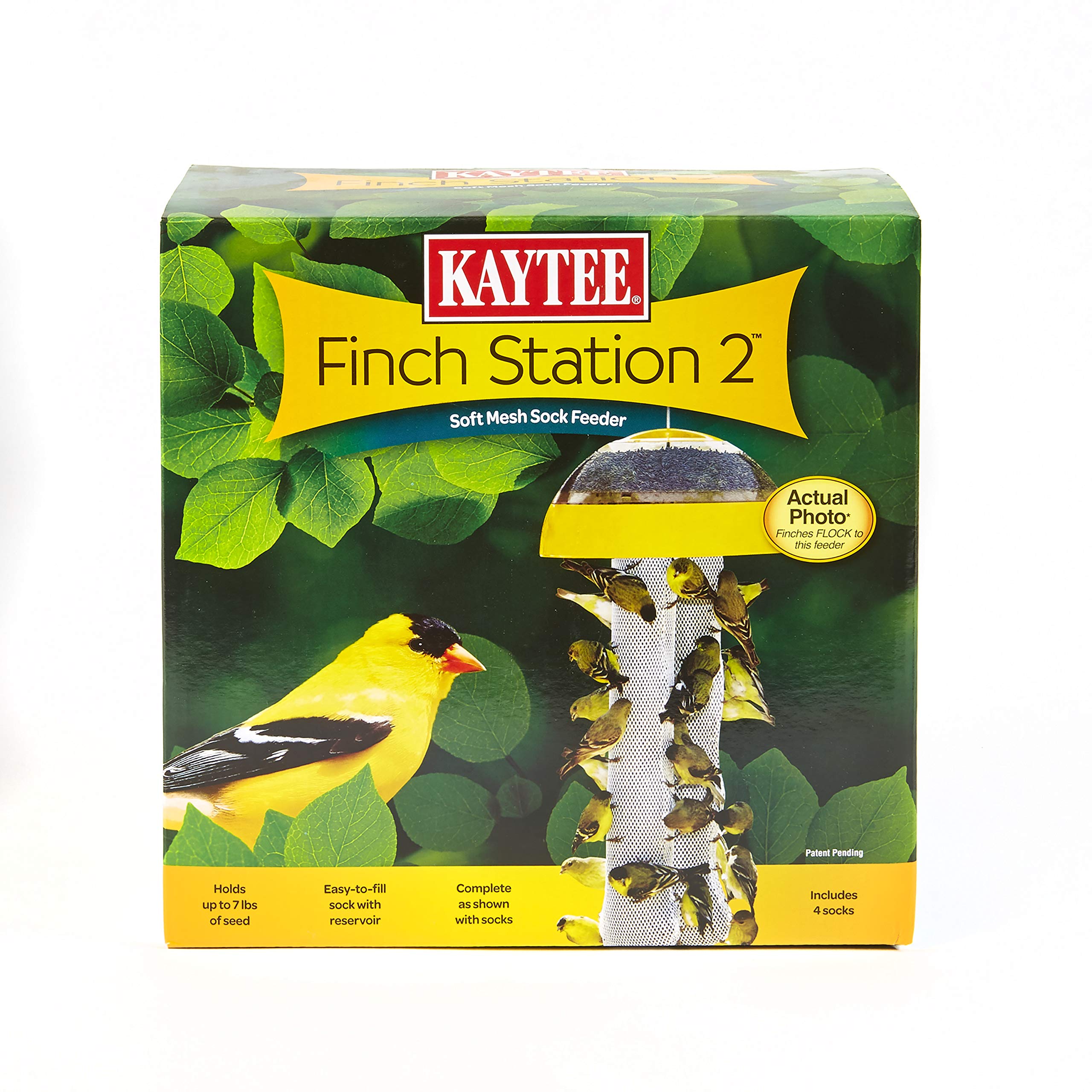 Kaytee Wild Bird Finch Station 2 Soft Mesh Sock Feeder with 4 Socks - Perfect for Attracting Finches & Small Birds to Your Backyard or Garden