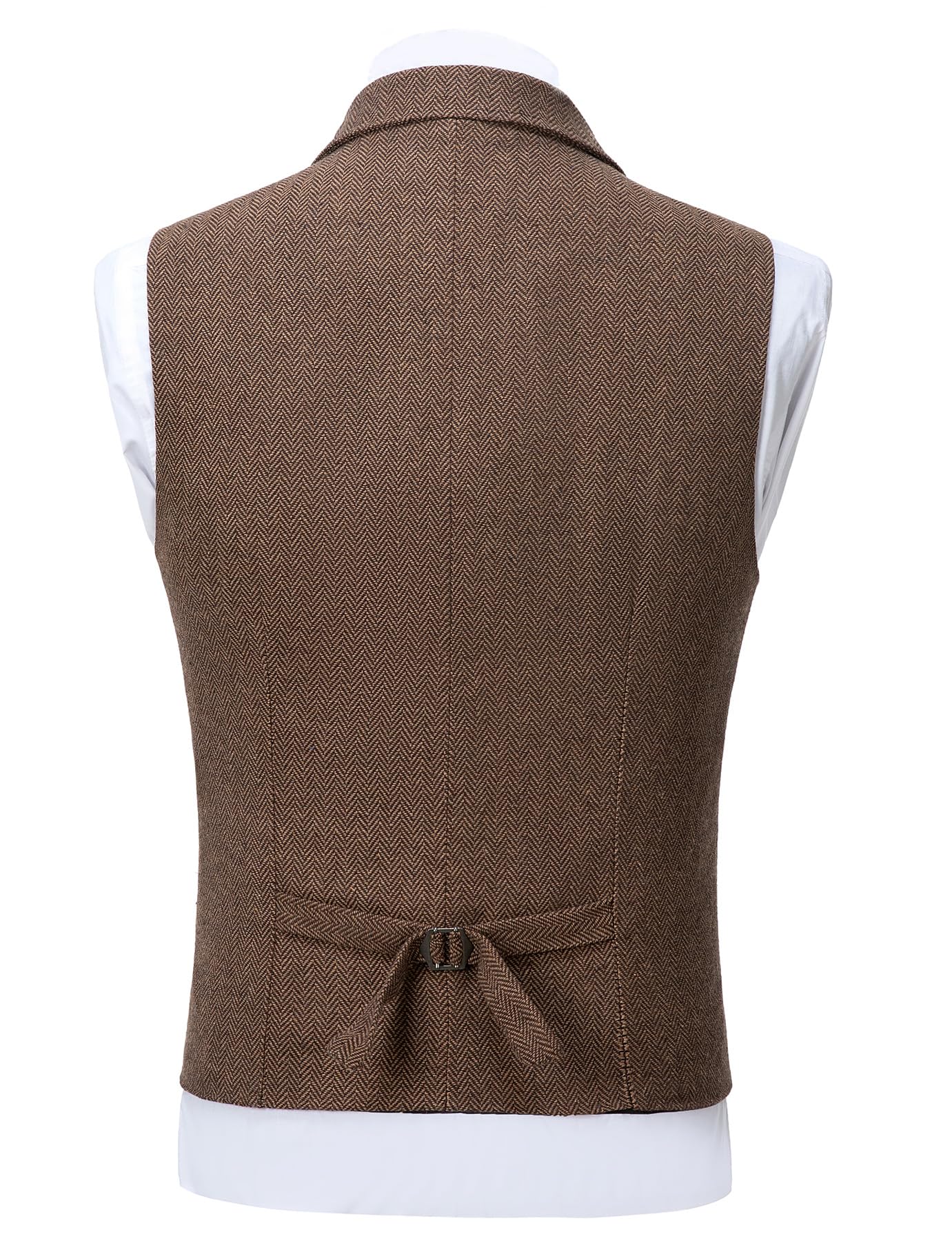 Vintage Men's Tweed Suit Vest - Herringbone Wool Waistcoat for Groomsmen & Formal Occasions | Classic Prom, Wedding & Business Attire