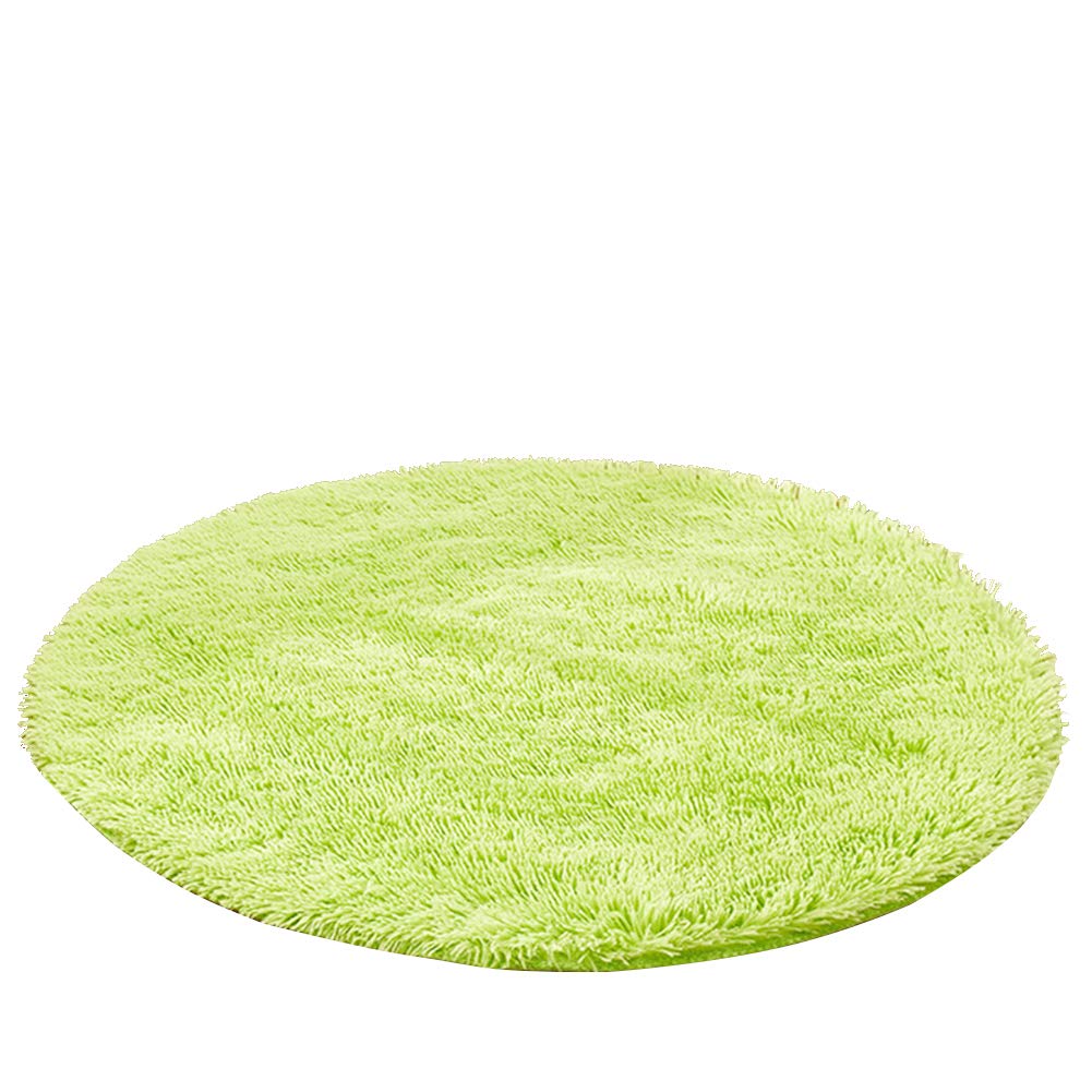 Super Soft Shaggy Area Rug - 1 Feet Round Lime Green Carpet for Bedroom, Living Room, Dining Room & Kids Room | Non-Slip Home Decor Floor Mat for Cozy Comfort Underfoot