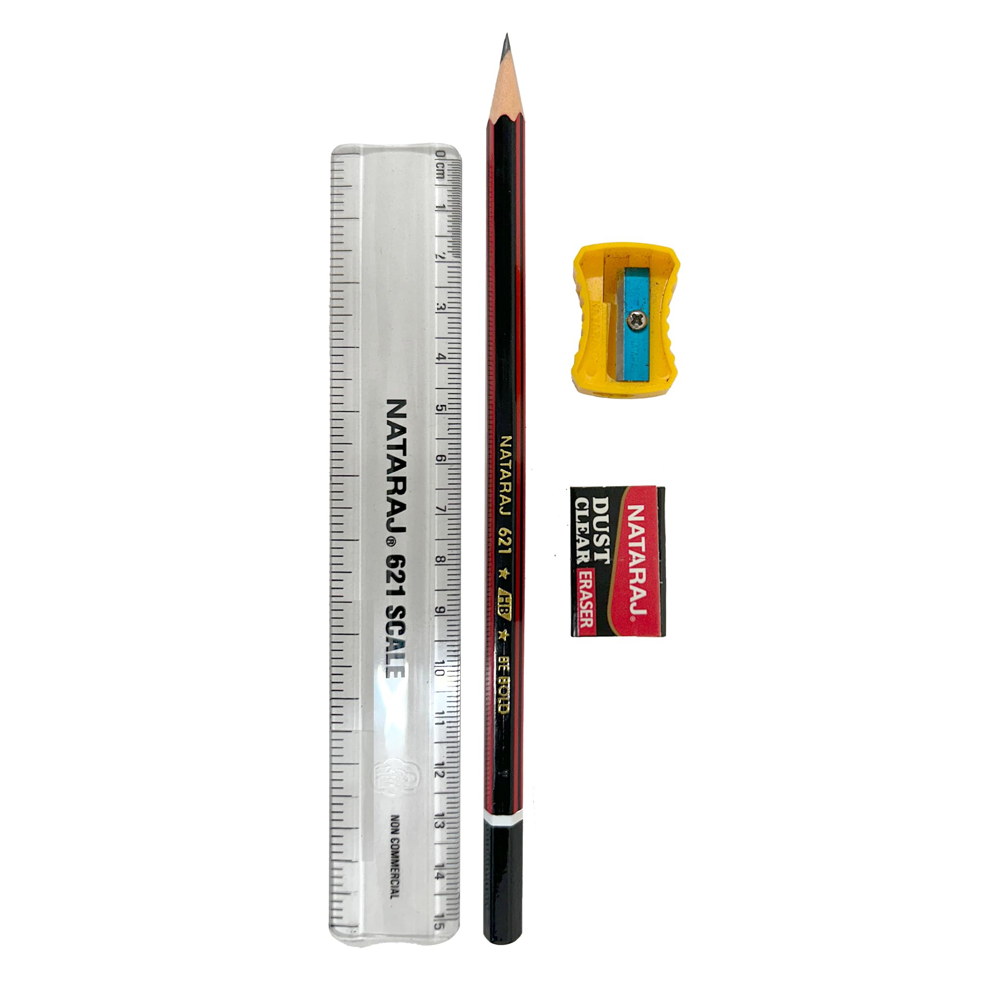 Best of Luck Kit - 4-Piece Stationery Set with Pencil, Sharpener, Eraser & Scale | Portable School & Office Supplies | Perfect Gift for Students & Professionals | Exam & Study Essentials