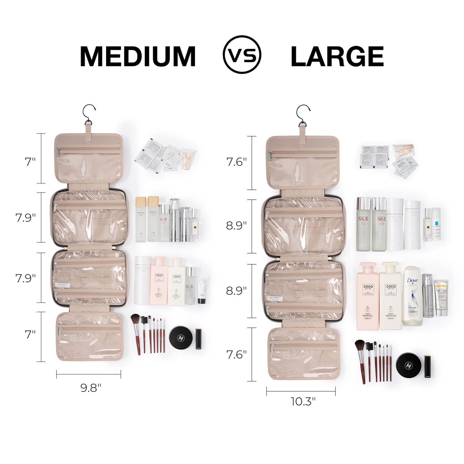 BAGSMART Waterproof Hanging Toiletry Bag - Travel Organizer for Cosmetics & Toiletries | Perfect for Travel & Gym Use