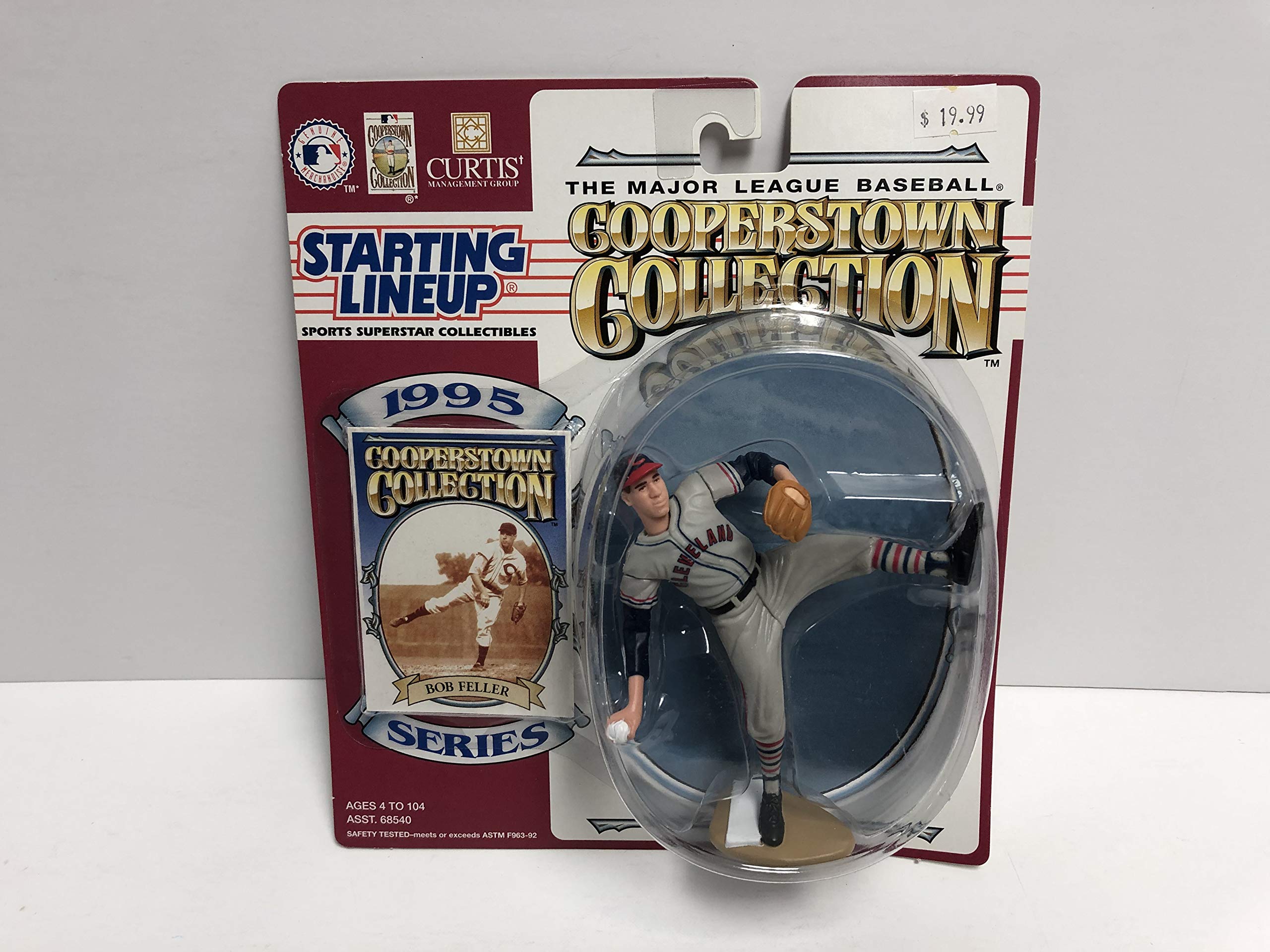 Bob Feller Cleveland Indians Hall of Fame 1995 Cooperstown Collection Action Figure with Trading Card - Perfect for Baseball Memorabilia Collectors and Cleveland Indians Fans