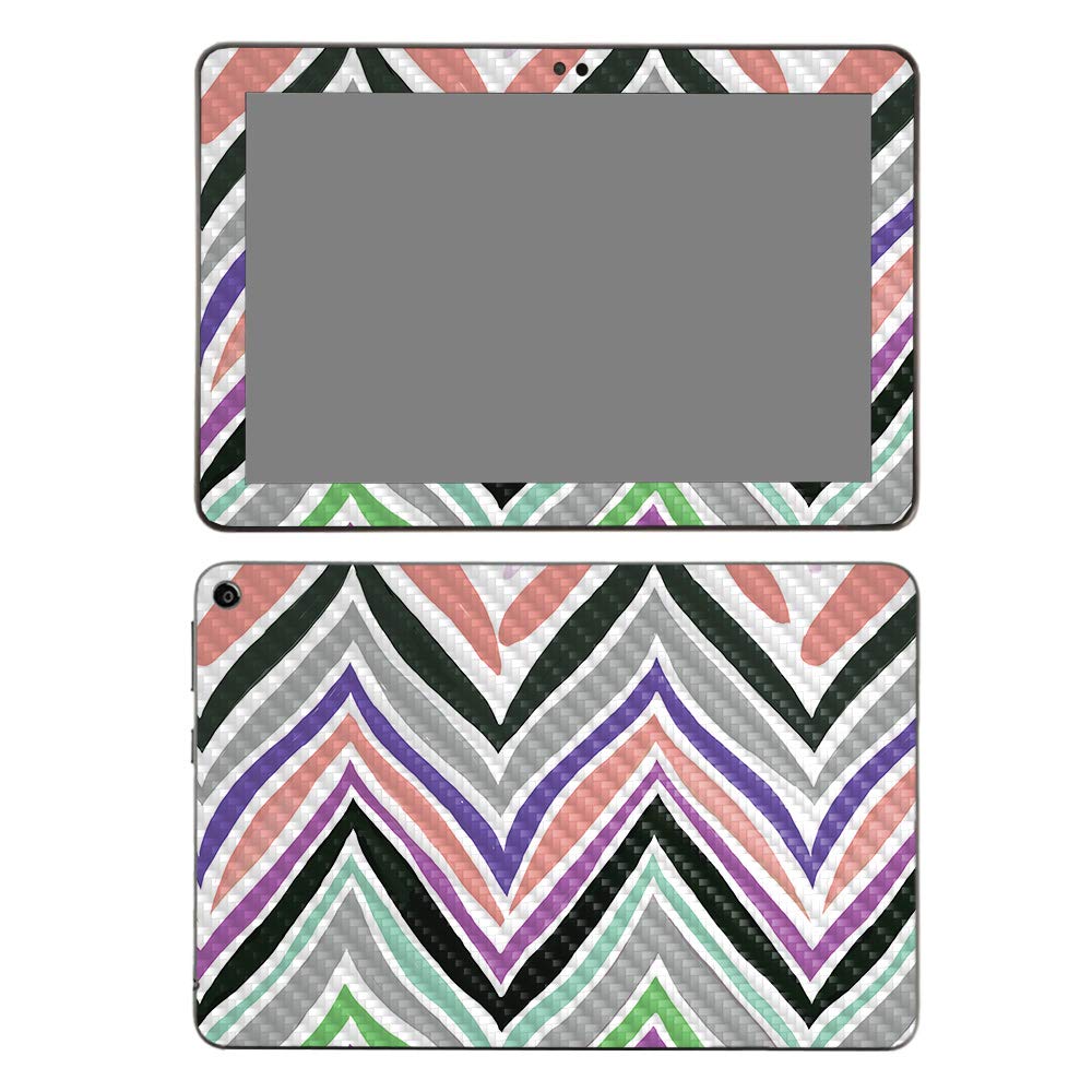 MightySkins Carbon Fiber Skin for Amazon Fire HD 8 (2020) - Colorful Chevron Design | Protective & Durable Textured Cover | Easy to Apply, Removable | Made in USA | Perfect for Home, Office & Travel Protection