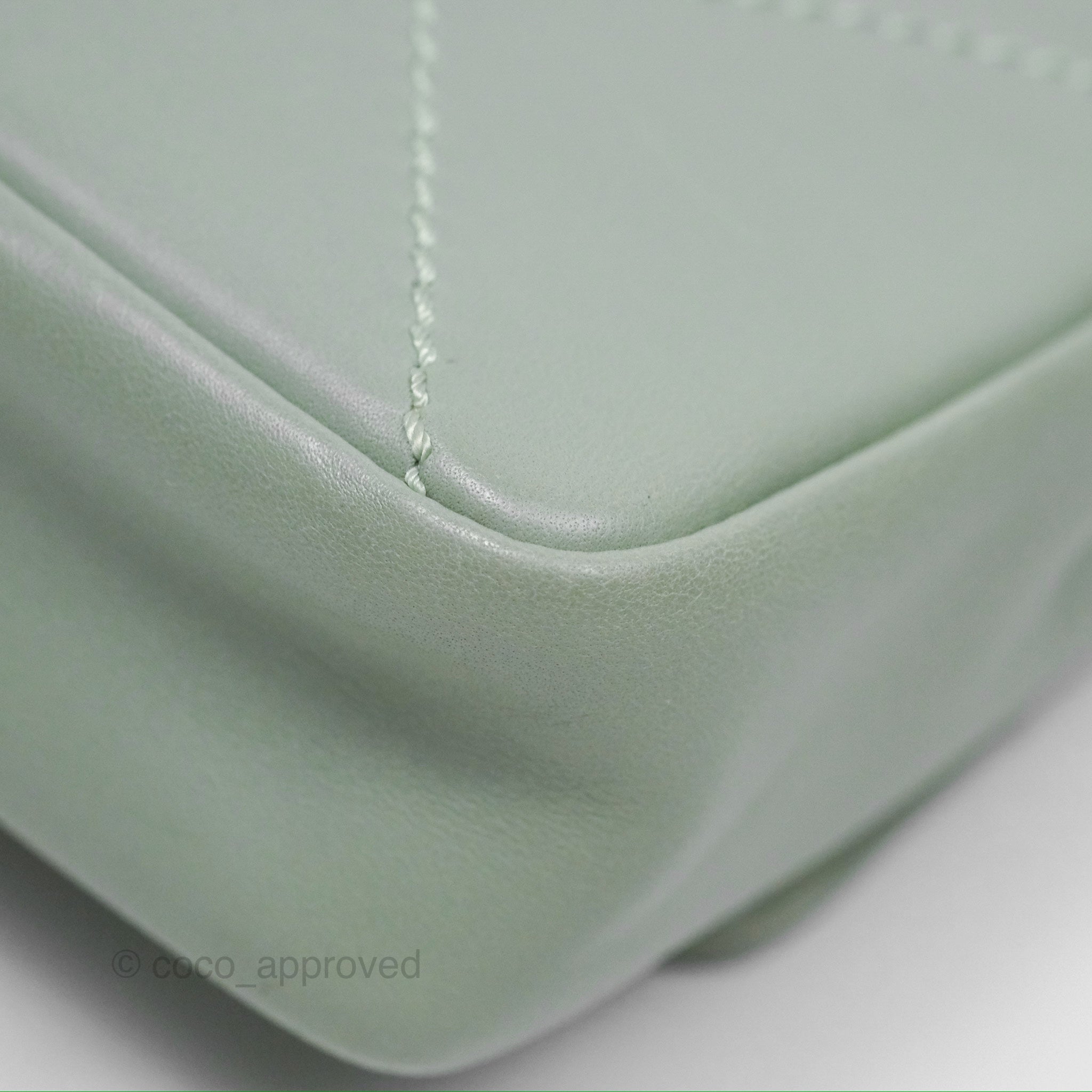 Chanel CC East West Flap Bag Genuine Lambskin Leather Mint Green with Silver Hardware - Luxury Crossbody Purse for Women, Perfect for Date Night & Special Occasions