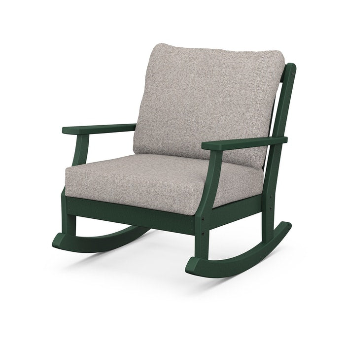 POLYWOOD Braxton Deep Seating Rocking Chair - All-Weather Wicker Outdoor Rocker with Cushions | Perfect for Patio, Deck, Poolside & Garden Relaxation