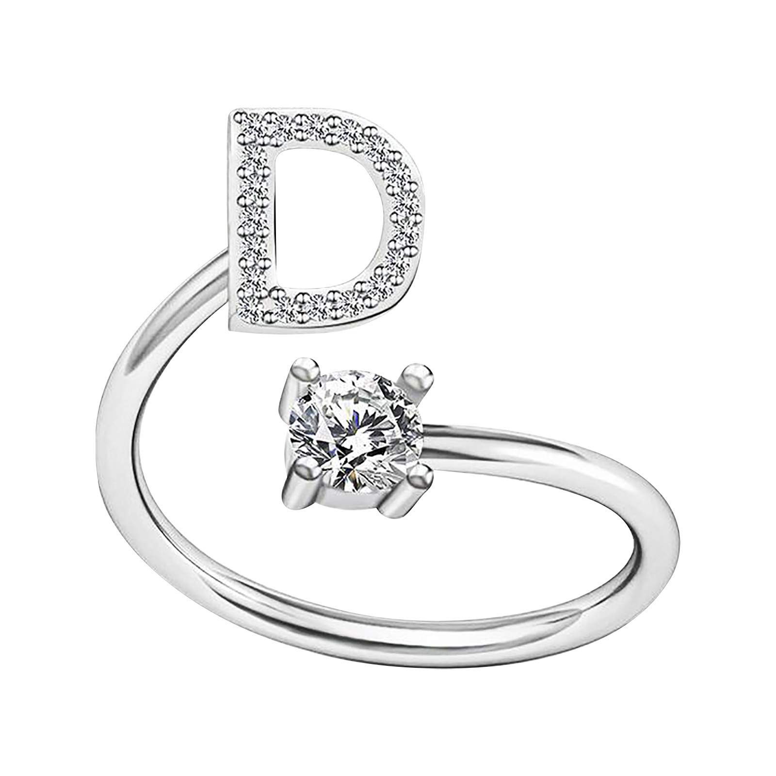 A to Z Alphabet Ring Couple - Silver & Gold Stackable Adjustable Letter Ring Charm Initial Band for Women - Perfect for Gifts, Engagements, Anniversaries & Everyday Stacking Jewelry