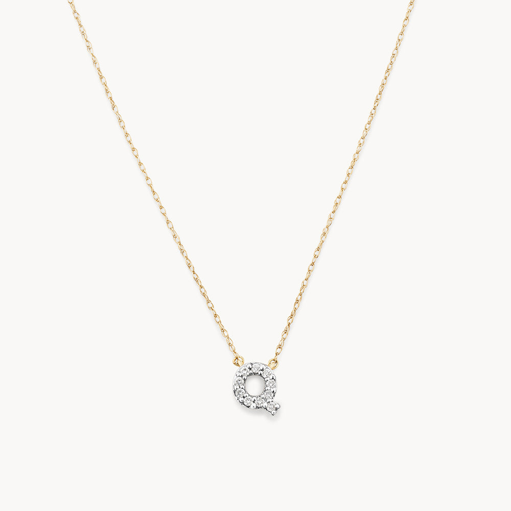 10k Gold Diamond Letter Q Necklace for Women - Elegant Initial Pendant Jewelry for Gifts, Birthdays & Special Occasions