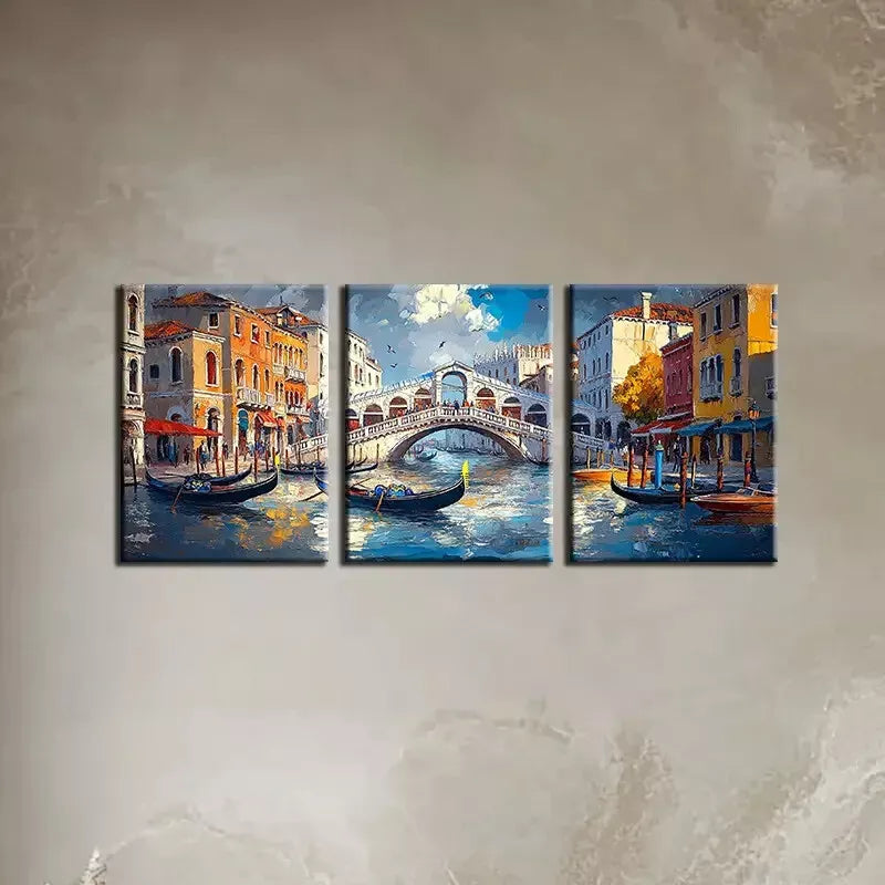 3-Piece Prosperous Water City with Building View Art Set - 50x70cm Framed Canvas Wall Art | High-Quality Print | 100% Australian Made | Ready to Hang | Perfect for Living Room, Bedroom & Office Decor