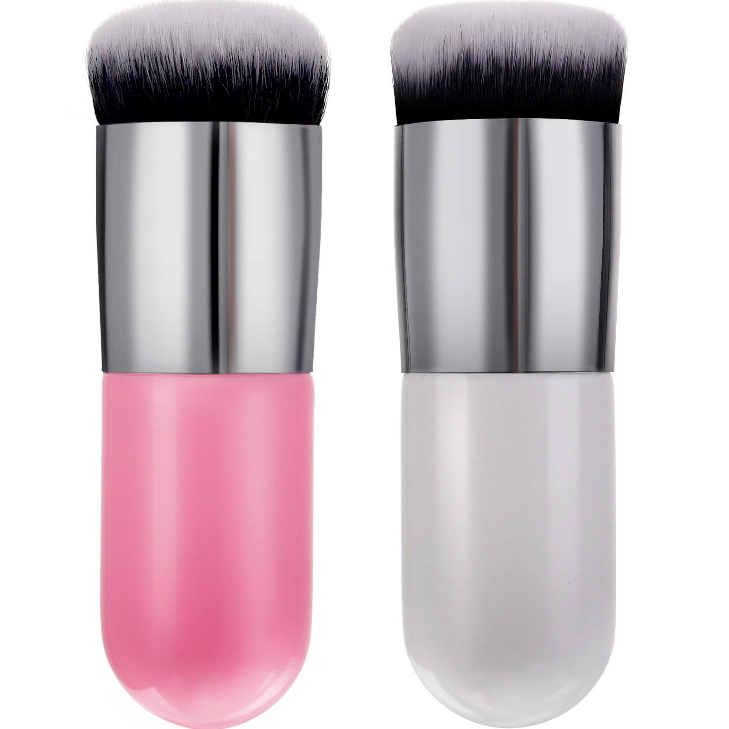 Khelni Professional Makeup Brush Set - Soft Bristle Foundation & Blush Powder Brush (White & Pink) for Flawless Blending & Contouring | Perfect for Everyday Makeup, Bridal Looks & Professional Makeup Artists