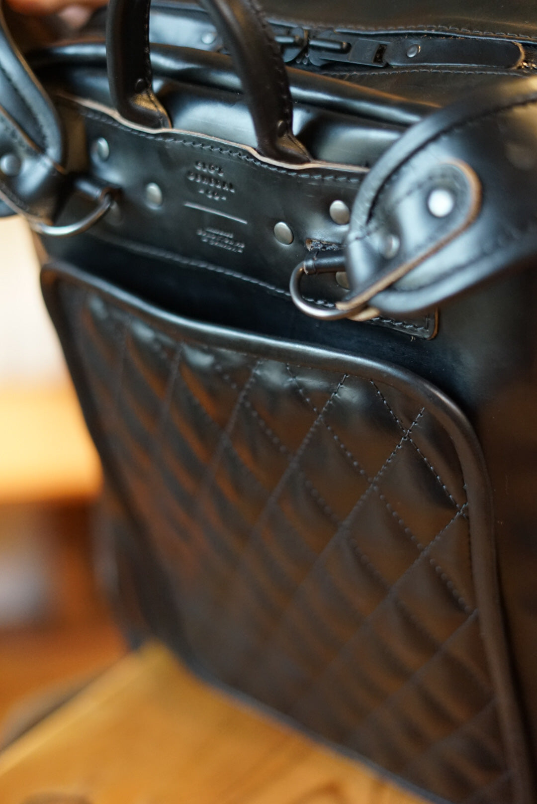 Premium Commuter Backpack for Men & Women - Durable Diamond Stitch Design with Horween Black Leather - Perfect for Work, Travel & Daily Use