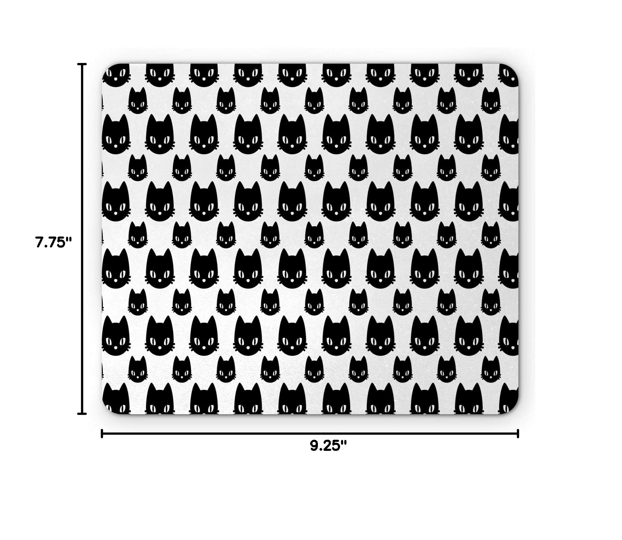 Ambesonne Kitty Mouse Pad - Non-Slip Rubber Desk Mat with Monochrome Cat Design, Standard Size (9