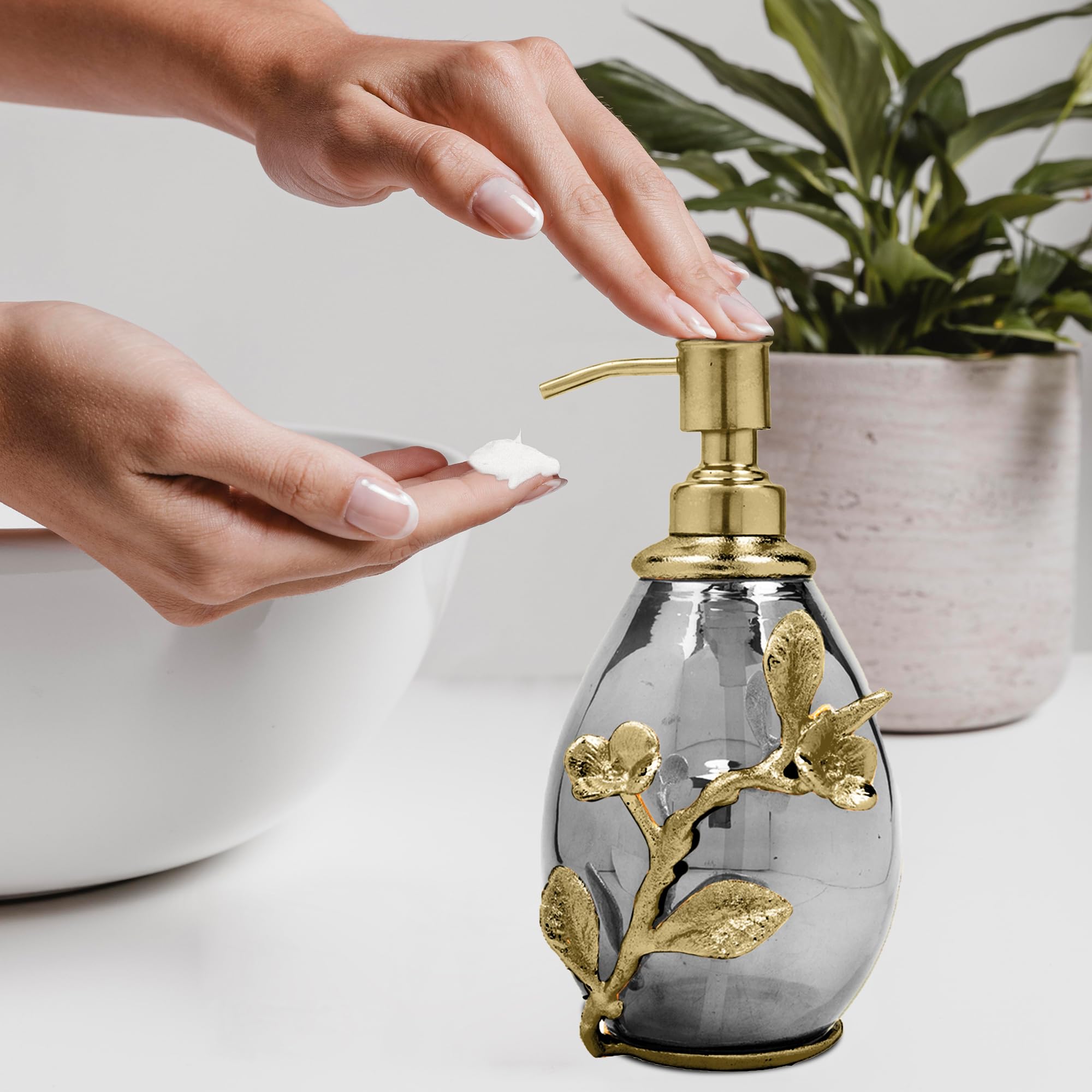 Premium Black & Gold Soap Dispenser - Refillable Liquid Soap and Lotion Pump for Kitchen, Bathroom Decor | Elegant Home Accessories | Perfect for Modern Farmhouse, Spa, and Luxury Bathroom Decor - The Milli Collection