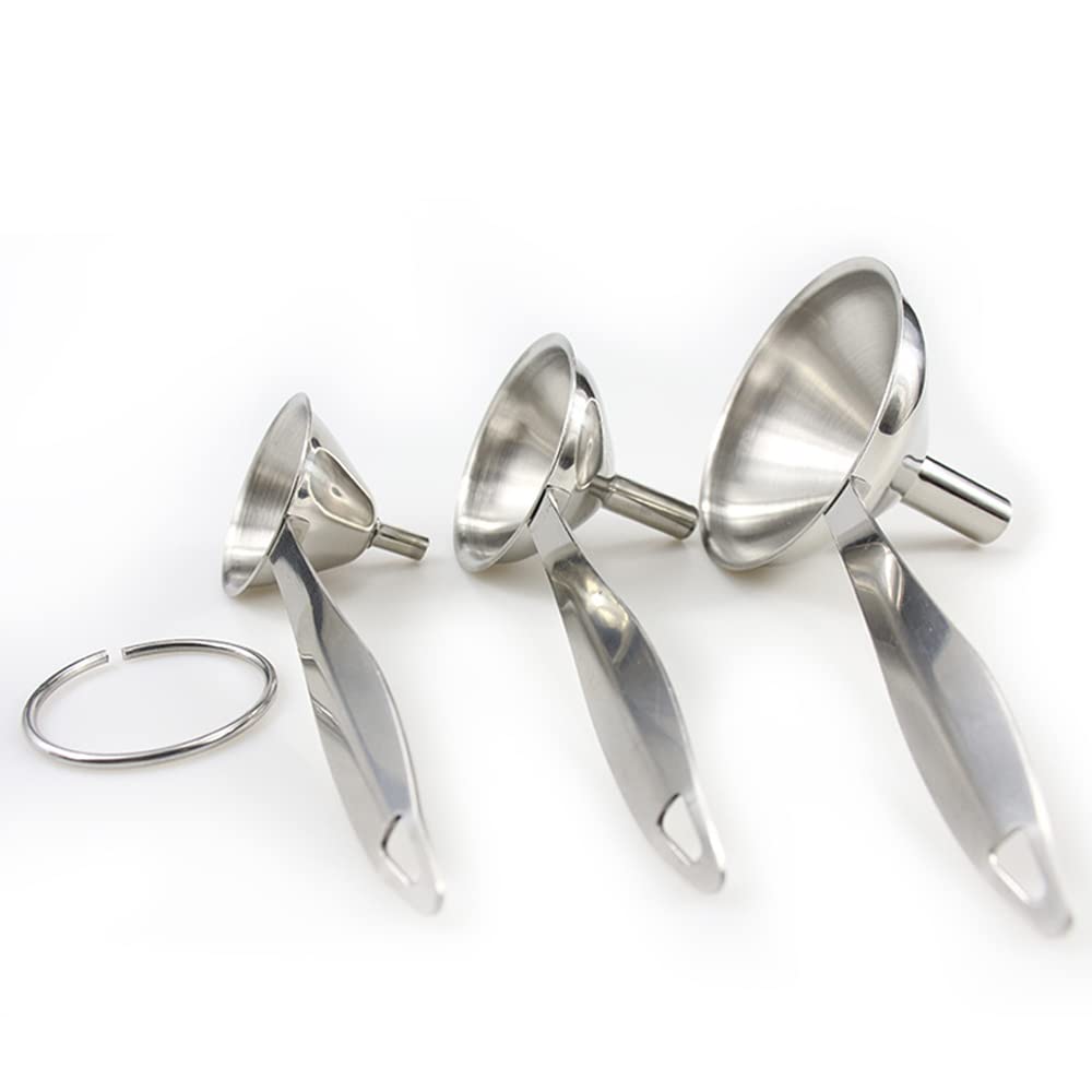 Premium 3-Piece Stainless Steel Kitchen Funnel Set - Durable Liquid & Powder Dispenser for Cooking, Baking, Canning & Oil Pouring - Perfect for Home Kitchen, Restaurant & DIY Projects