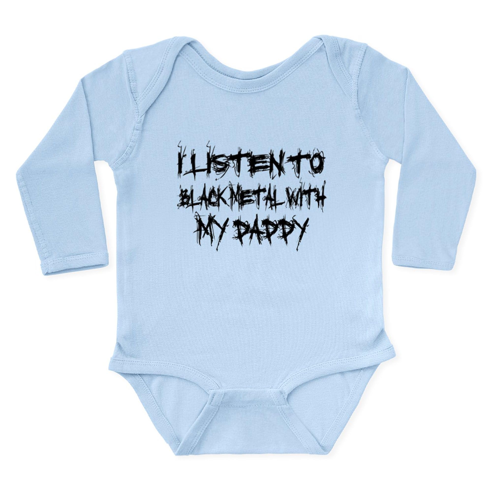 Daddy Long Sleeve Infant Bodysuit - Black Metal Graphic Cute Baby Romper for Newborns | Perfect for Family Photos, Holidays & Everyday Wear