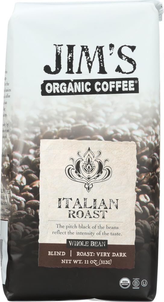 Organic Italian Roast Whole Bean Coffee, 11 Ounce (6-Pack) - Premium Dark Roast Coffee Beans for Espresso, Drip Coffee & French Press - Perfect for Home Brewing, Office & Gifts