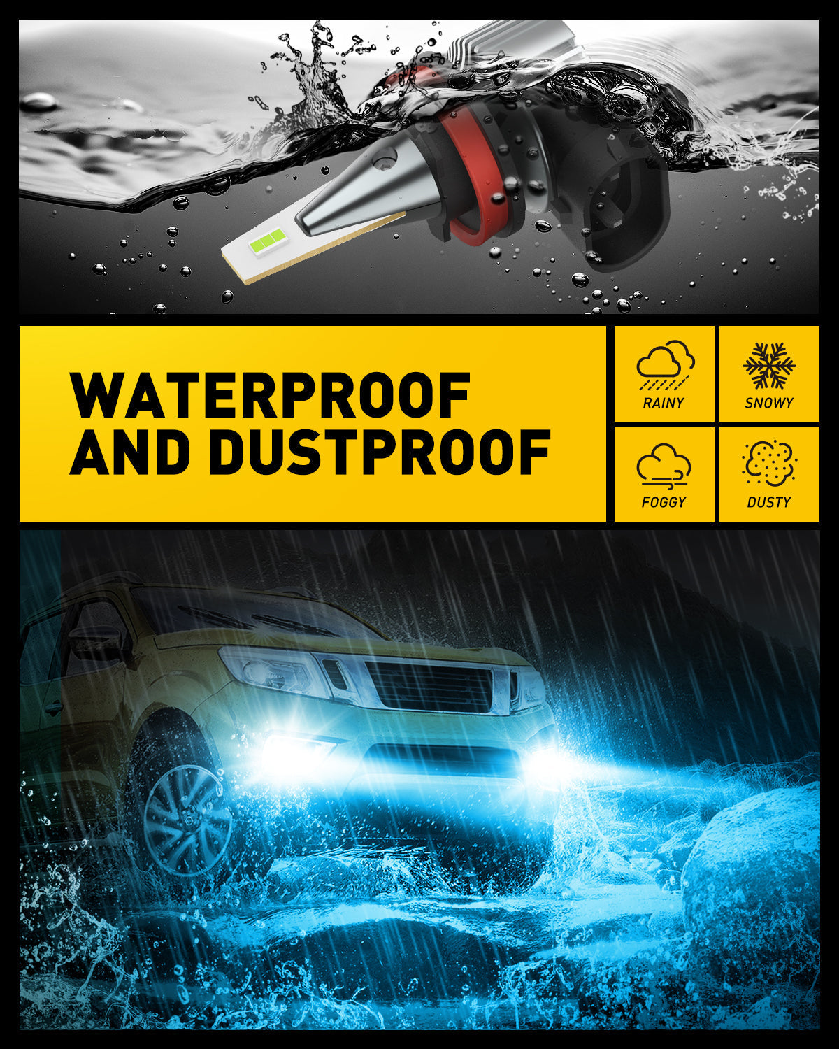 H11 H8 LED Fog Light Bulbs 8000K Ice Blue - Super Bright Waterproof Fog Lights for Cars, Trucks, SUVs - Enhanced Visibility in Rain, Snow & Foggy Conditions