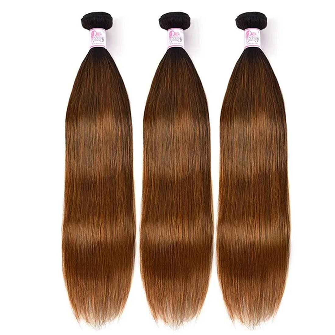 Beauty Forever Malaysian Straight Virgin Human Hair Weaves - 3 Bundles #FB30 Balayage Ombre Hair Extensions (20/22/24 Inch) for Styling & Volume - Perfect for Daily Wear, Parties & Special Occasions