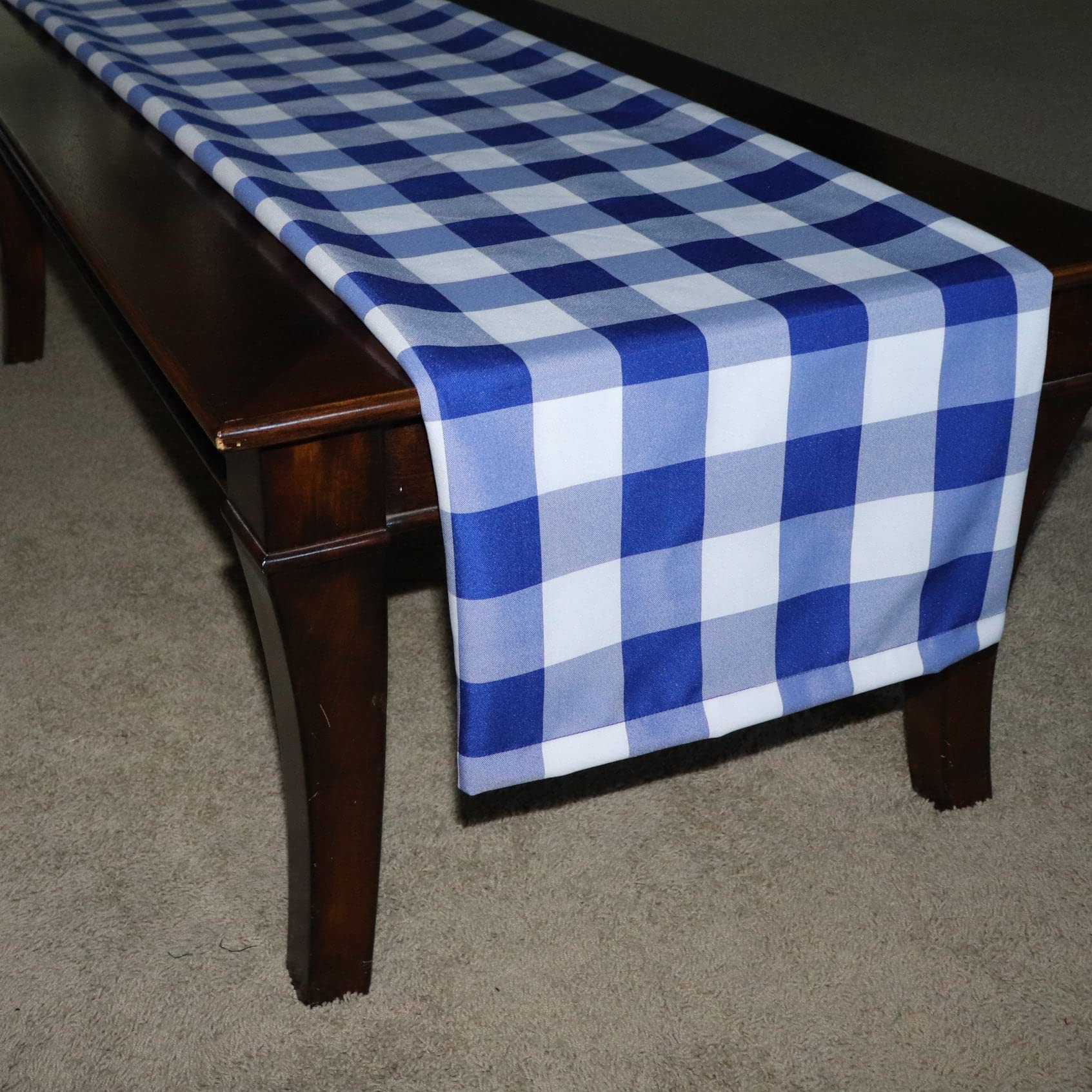 2 Inch Buffalo Check Plaid Table Runner - Royal Blue & White Country Style (14