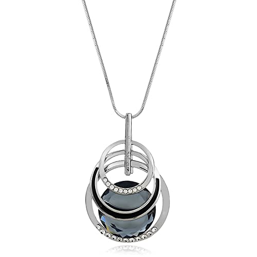 Exquisite Personalized Long Multi-Layered Geometric Crystal Sweater Chain with Rhinestone Pendant - White K Color | Elegant Layered Necklace for Women, Perfect for Parties, Weddings & Everyday Wear