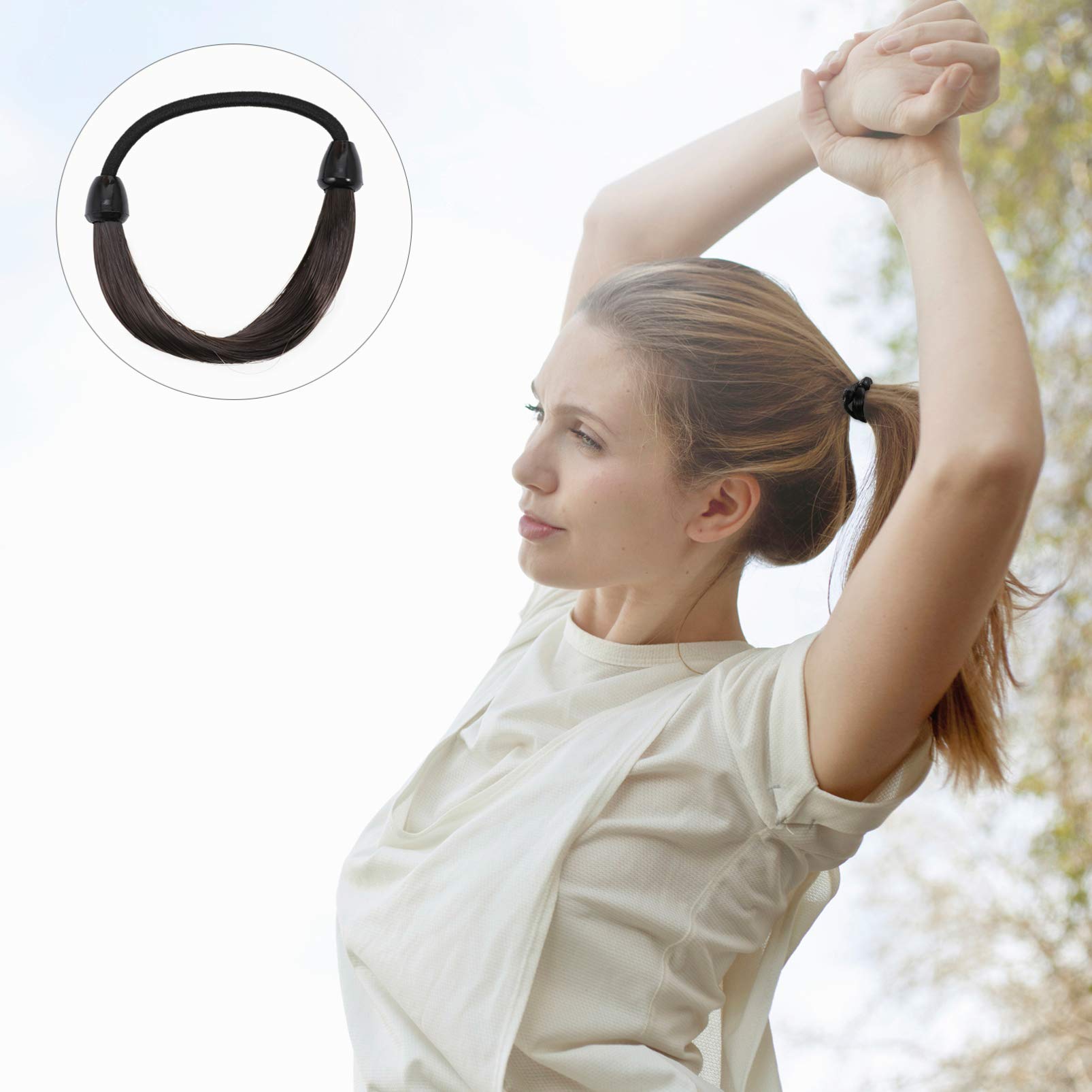 6-Piece Synthetic Wig Hair Ties - Elastic Ponytail Holders, Scrunchies & Hair Bands for Women & Girls (Natural Black) | Perfect for Daily Styling, Cosplay & Wig Maintenance