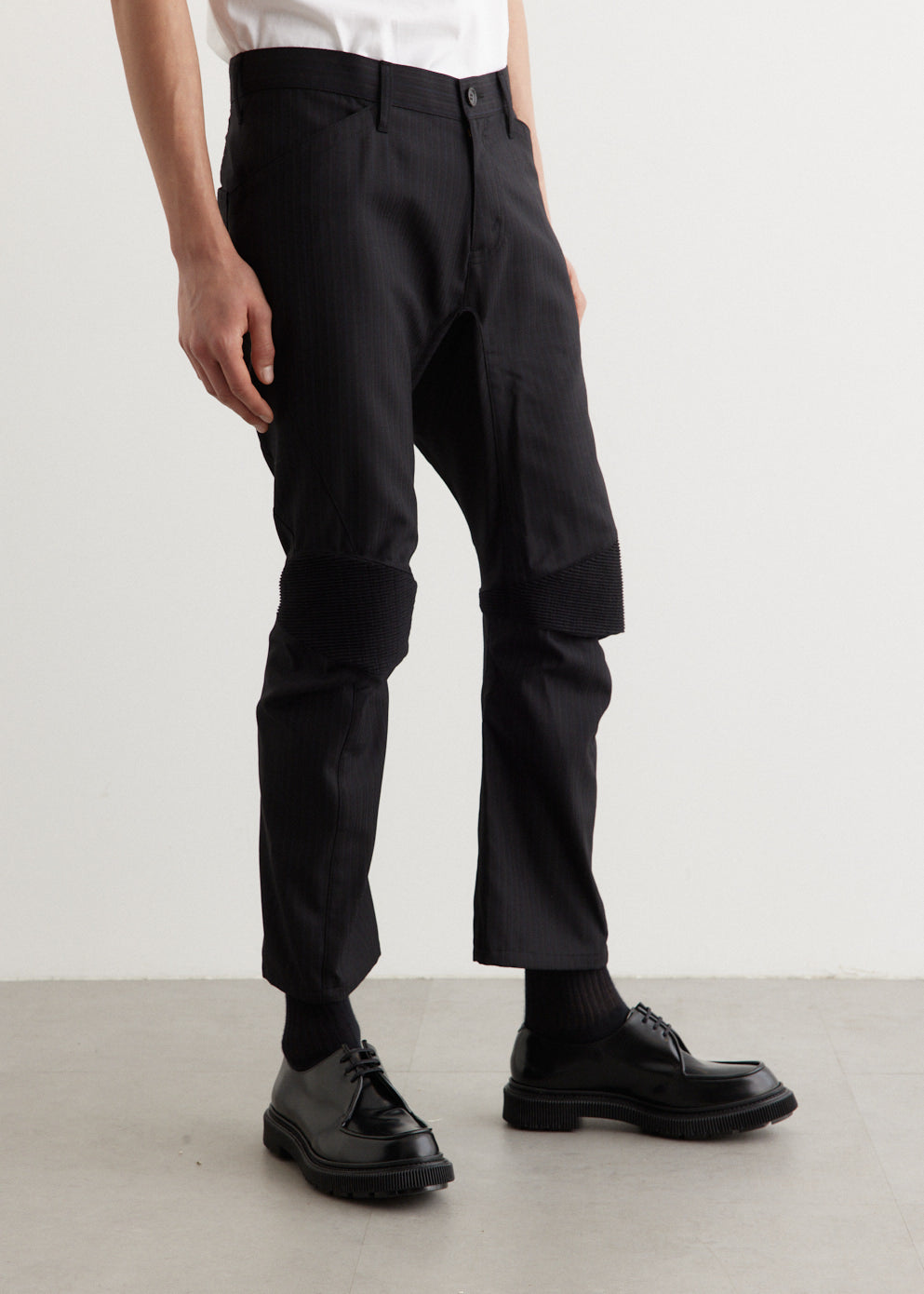 Articulated Wool Stripe Trousers for Women - Comfortable High Waist Pants with Stretch - Perfect for Office, Travel and Casual Wear