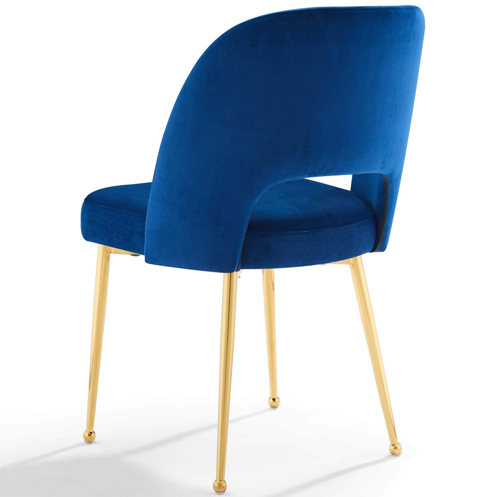 Modern Velvet Dining Chair - Navy Blue Metal Frame Side Chair for Kitchen & Dining Room | Stylish & Comfortable Seating for Home, Office, or Restaurant