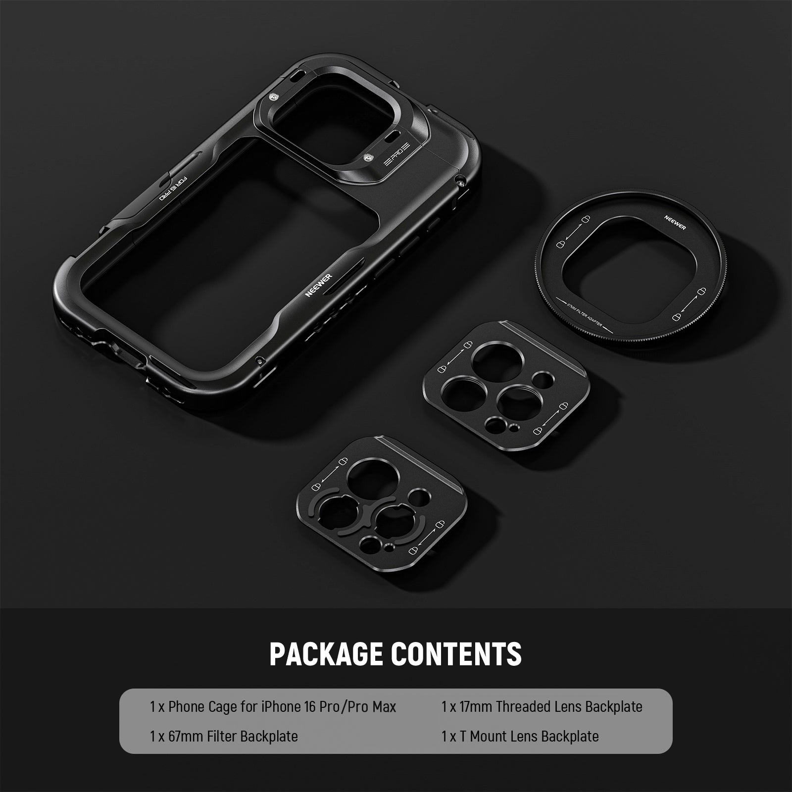 NEEWER PA073/PA074 Universal Smartphone Cage Mount for iPhone 16 Pro & Pro Max - Perfect for Vlogging, Live Streaming and Mobile Photography
