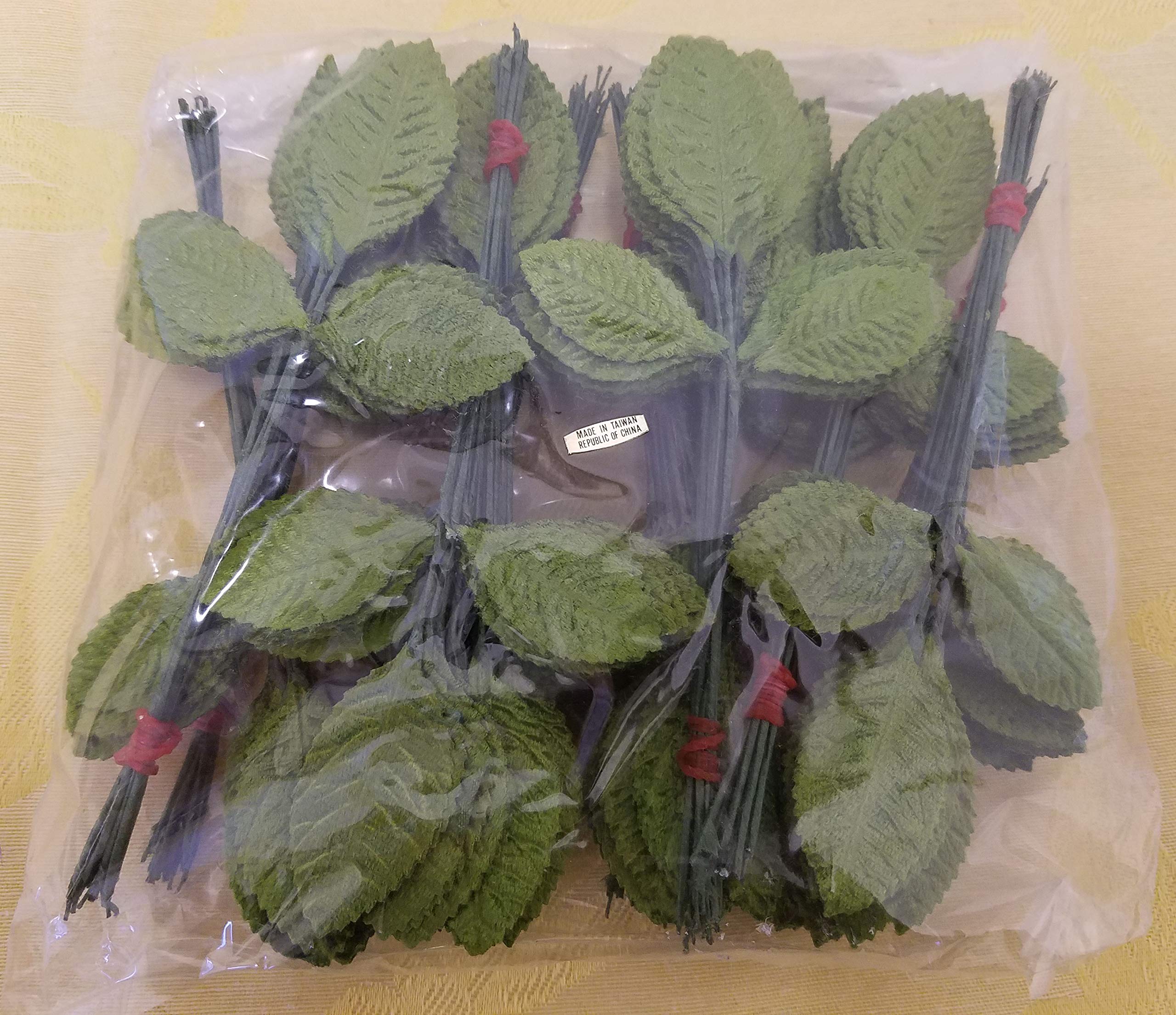 Green Velvet Leaf Artificial Millinery Leaves on Wire Stem (Pack of 144) - Perfect for DIY Floral Arrangements, Wedding Decor, and Craft Projects