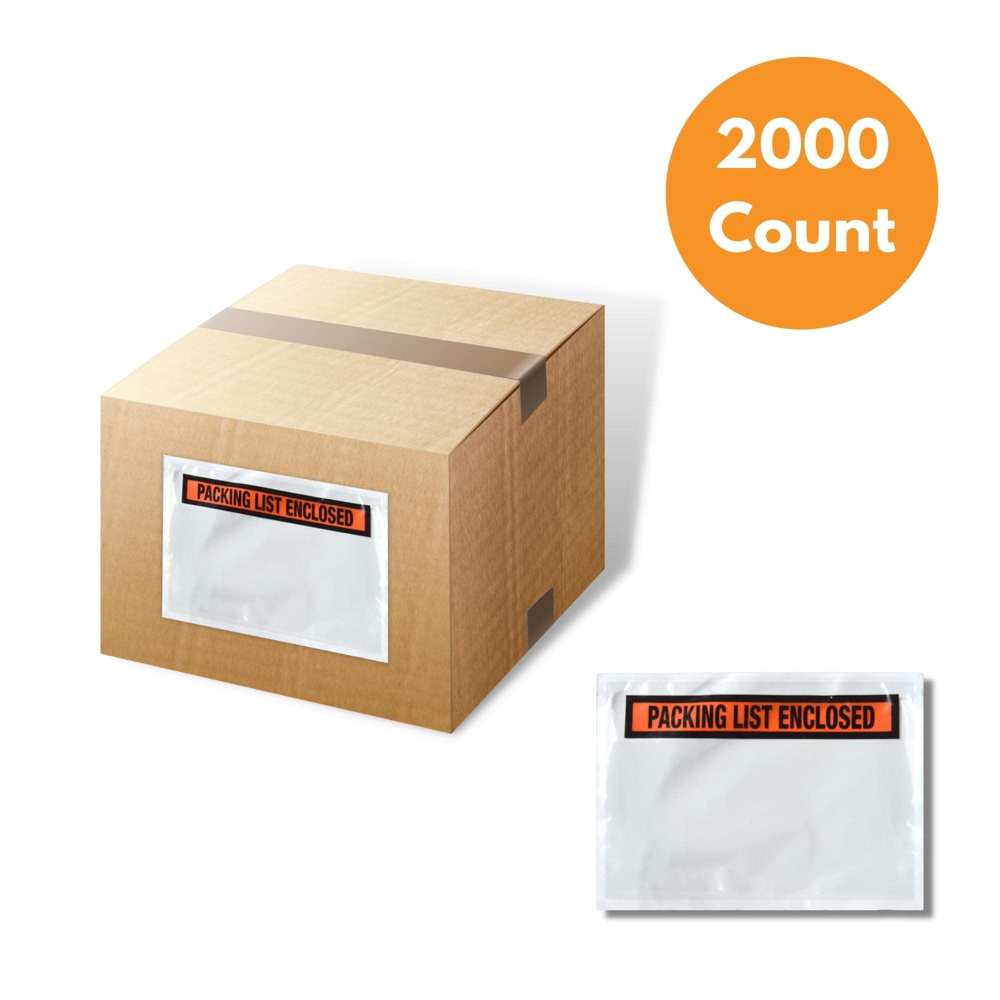 PSBM 5.5x10 Inch Clear Front/Orange & White Back Adhesive Packing List Envelopes - 1000 per Case (2 Cases) - Ideal for Shipping Labels, Inventory Management & Business Documentation