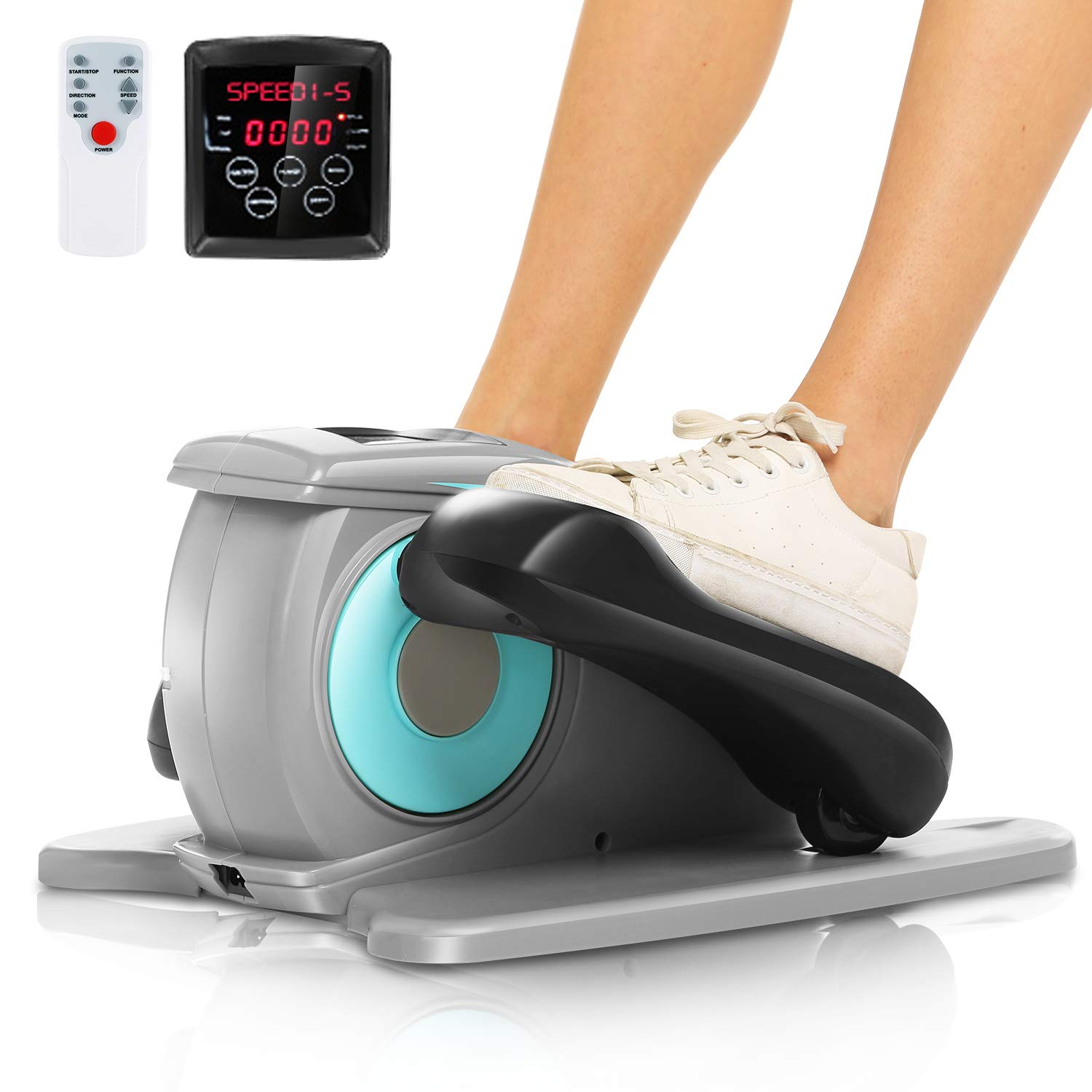 ANCHEER Under Desk Elliptical Machine - Portable Leg Exerciser for Home & Office Use with LCD Monitor, Remote Control & Massage Pedals | Ideal for Seniors, Sedentary Workers & Physical Therapy | Compact Seated Workout Equipment for Small Spaces