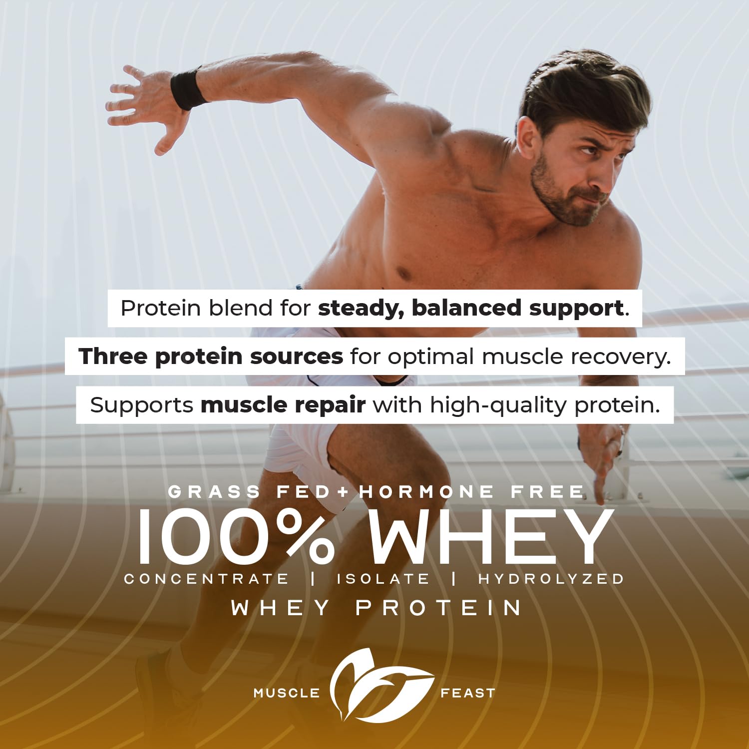 Muscle Feast 100% Grass-Fed Whey Protein Powder - 5lb Unflavored, Hormone & Antibiotic Free, Pasture Raised | Ideal for Post-Workout Recovery, Smoothies & Baking
