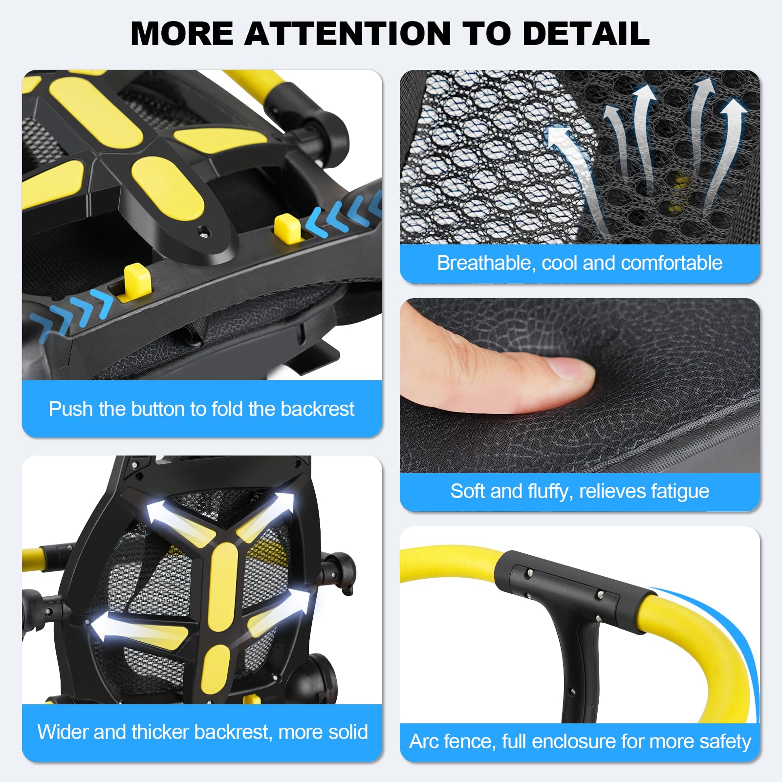 2025 New Adjustable & Foldable Rear Child Bike Seat - Rotatable Thick Backrest for Most Bicycles | Safe & Comfortable Kids Bike Carrier for Commuting, Family Rides & Outdoor Adventures (Black)
