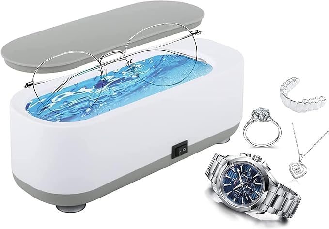 Zorzel Professional 45KHz Ultrasonic Jewelry Cleaner for Glasses, Watches, Rings & Dentures - Fast One-Touch Sonic Cleaning Machine for Home & Jewelry Store Use