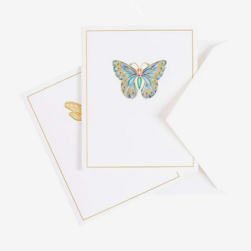 Caspari Jeweled Insects Foil Embossed Assorted Note Cards - Elegant Greeting Cards for Birthdays, Thank You Notes & Special Occasions