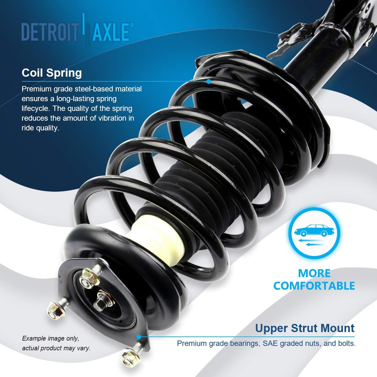 Detroit Axle Complete 4 Struts Kit with Coil Spring for 2002-2006 Nissan Sentra - Front & Rear Strut Assembly Replacement (Fits 2003 2004 2005 Models) - Easy Quick Install for Smooth Ride & Improved Handling