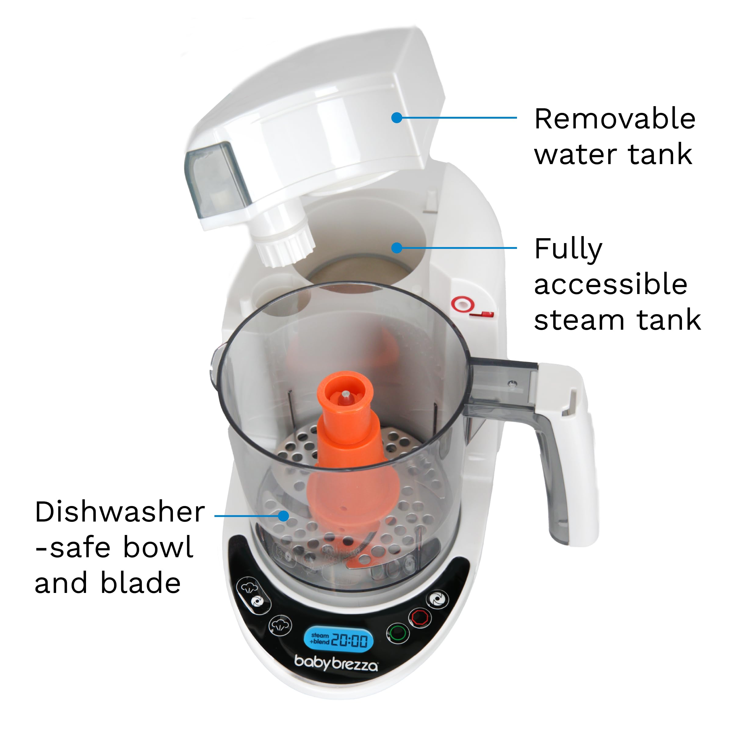 Baby Brezza One Step Baby Food Maker Deluxe – Automatic Shut Off, Dishwasher Safe Steamer & Blender for Homemade Organic Purees – Perfect for Infants & Toddlers – Includes 3 Pouches + 3 Funnels – Ideal for Busy Parents Making Healthy Meals at Home