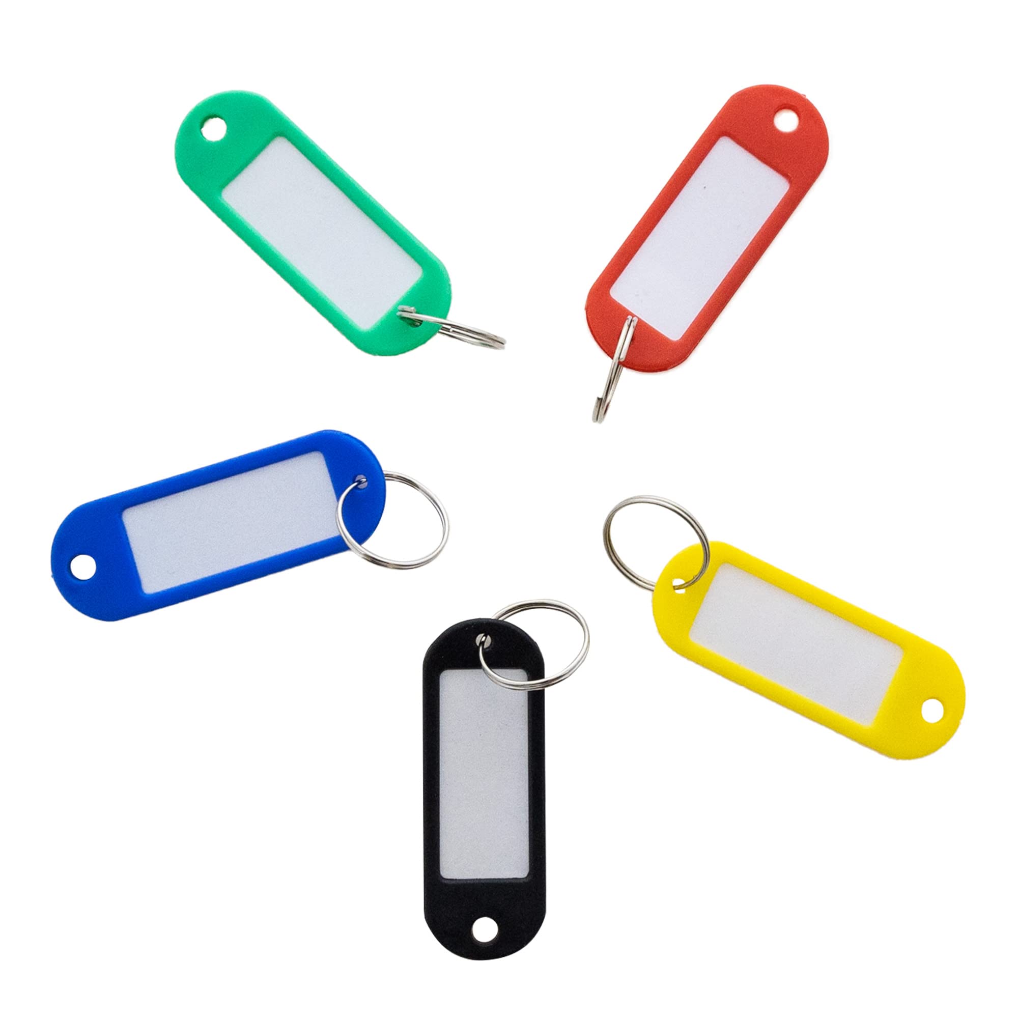 BAZIC Assorted Color Plastic Key Tag Labels with Window - 8/Pack Key Holder Rings for Name, Number & Address Identification - Ideal for Keys, Luggage & Organizing Office Supplies