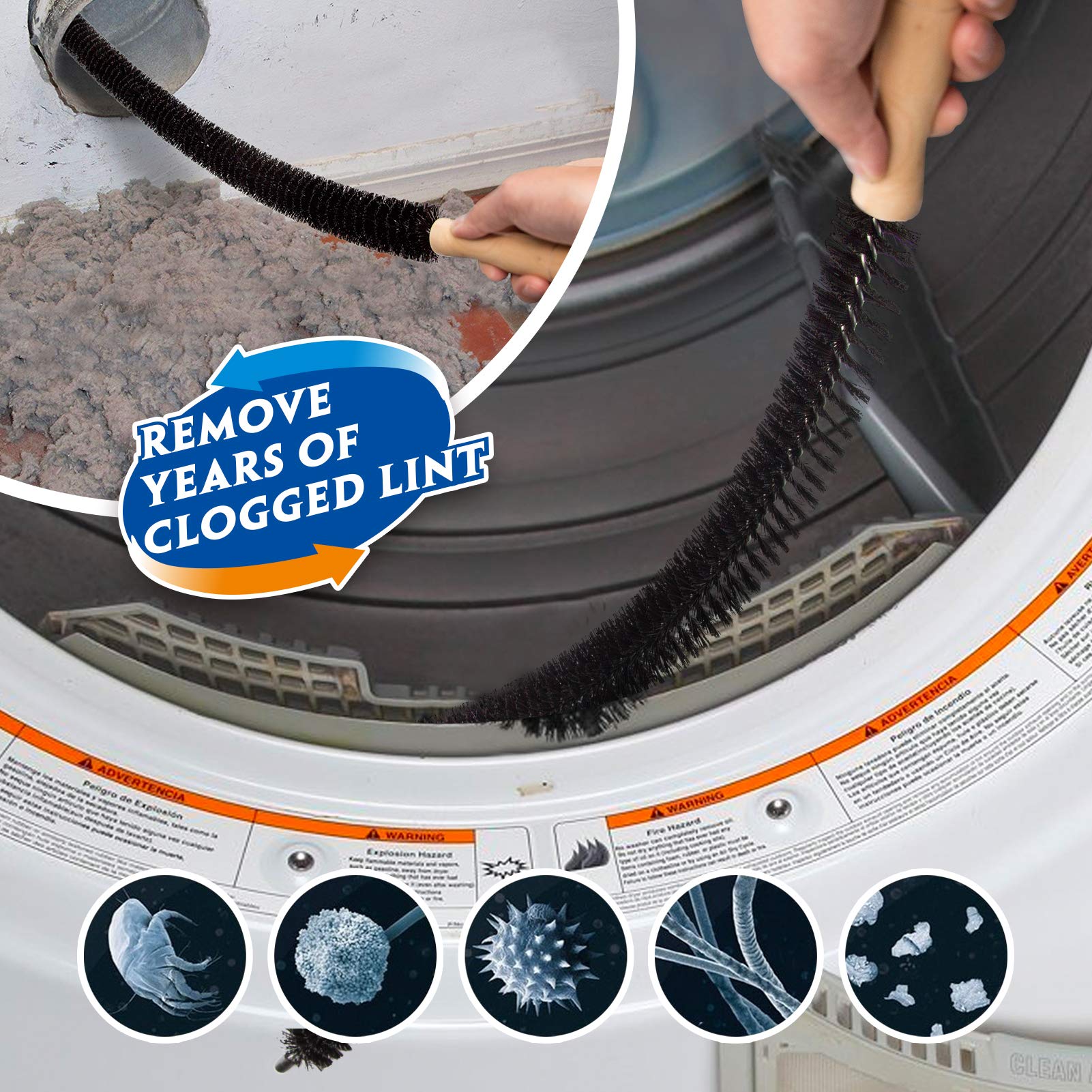 Holikme 2-Piece Dryer Vent Cleaning Kit - Vacuum Attachment & Flexible Lint Brush for Efficient Dryer Maintenance - Perfect for Home Laundry Rooms & RV Dryer Vents