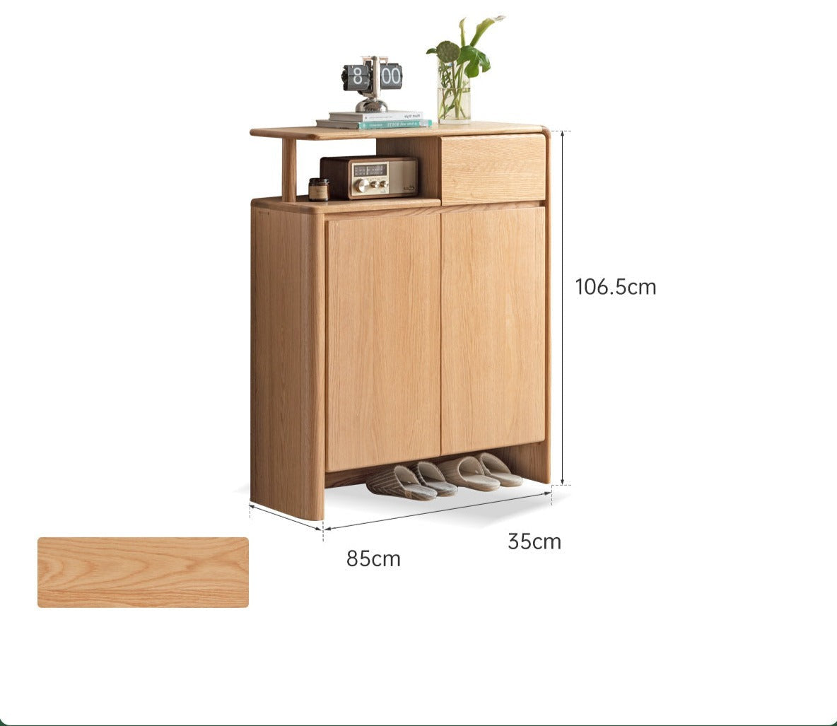 Solid Oak Wood Shoe Cabinet with Partition - Entryway Storage Organizer for Shoes, Boots & Accessories - Perfect for Porch, Mudroom, or Hallway Closet
