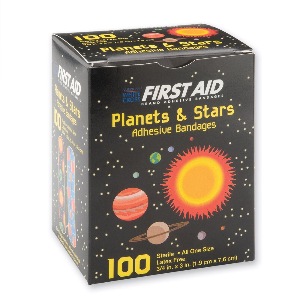 First Aid Planets & Stars Bandages Case - 1200 Adhesive Bandages Per Pack for Kids, School, Home & Travel Emergency Kits