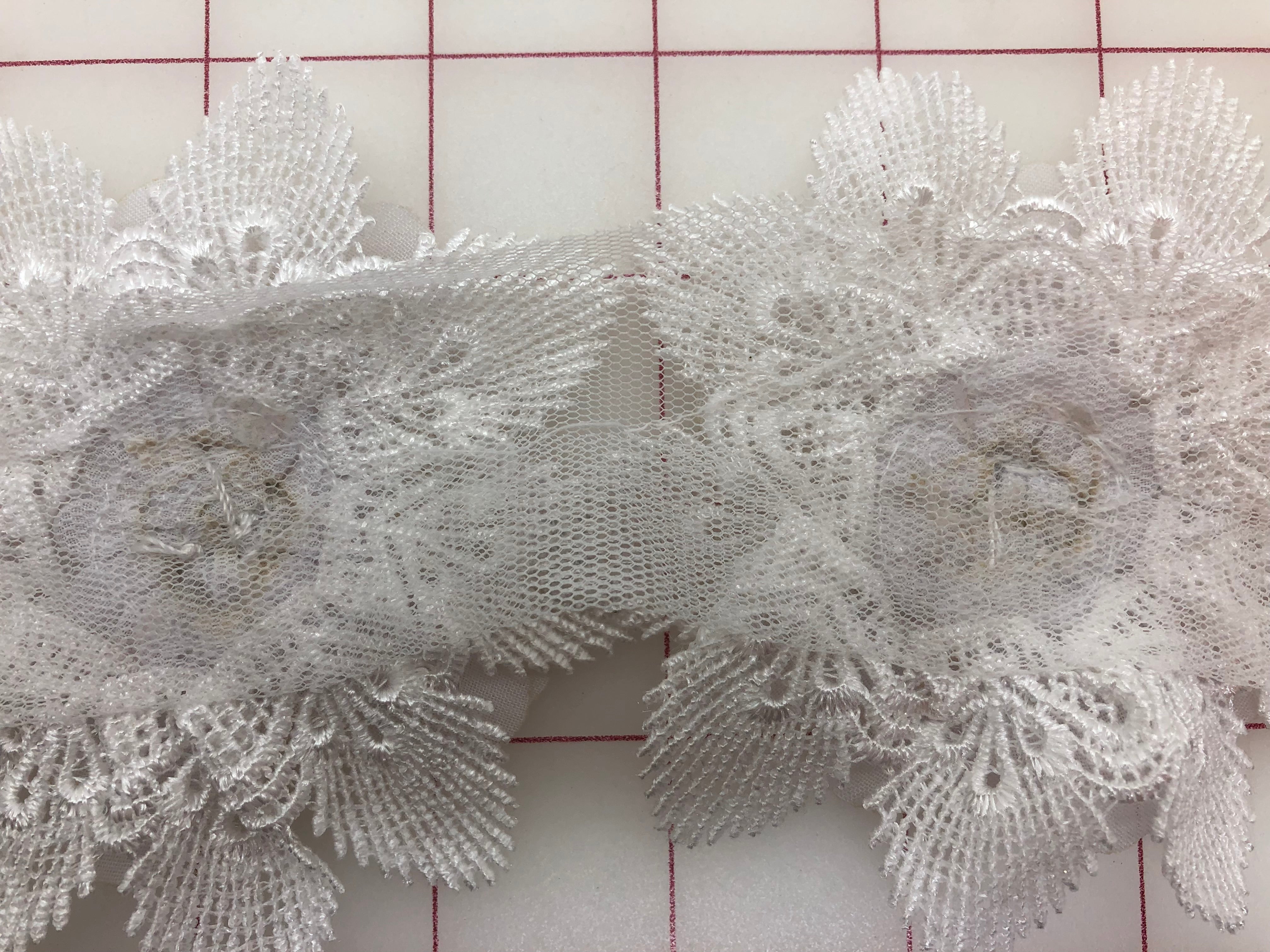 3D White Lace Flower Applique with Crystal Rhinestone Centers - Perfect for Wedding Dresses, Bridal Gowns, and DIY Craft Projects