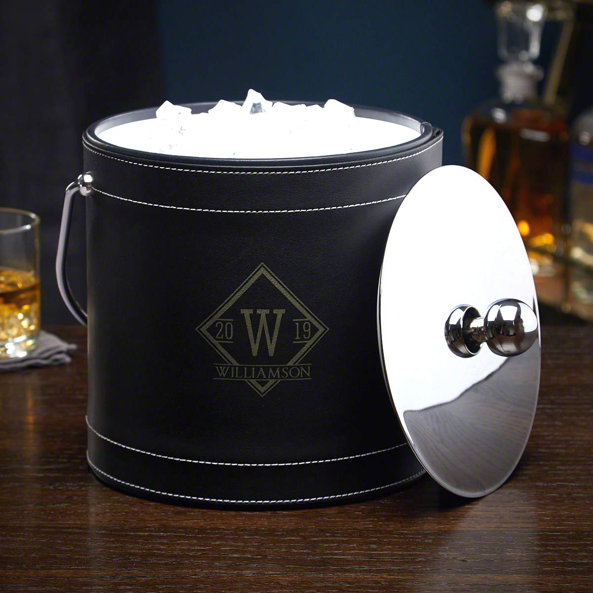 Custom Black Insulated Ice Bucket - Personalized Stainless Steel Wine Chiller for Parties, Weddings & Outdoor Events
