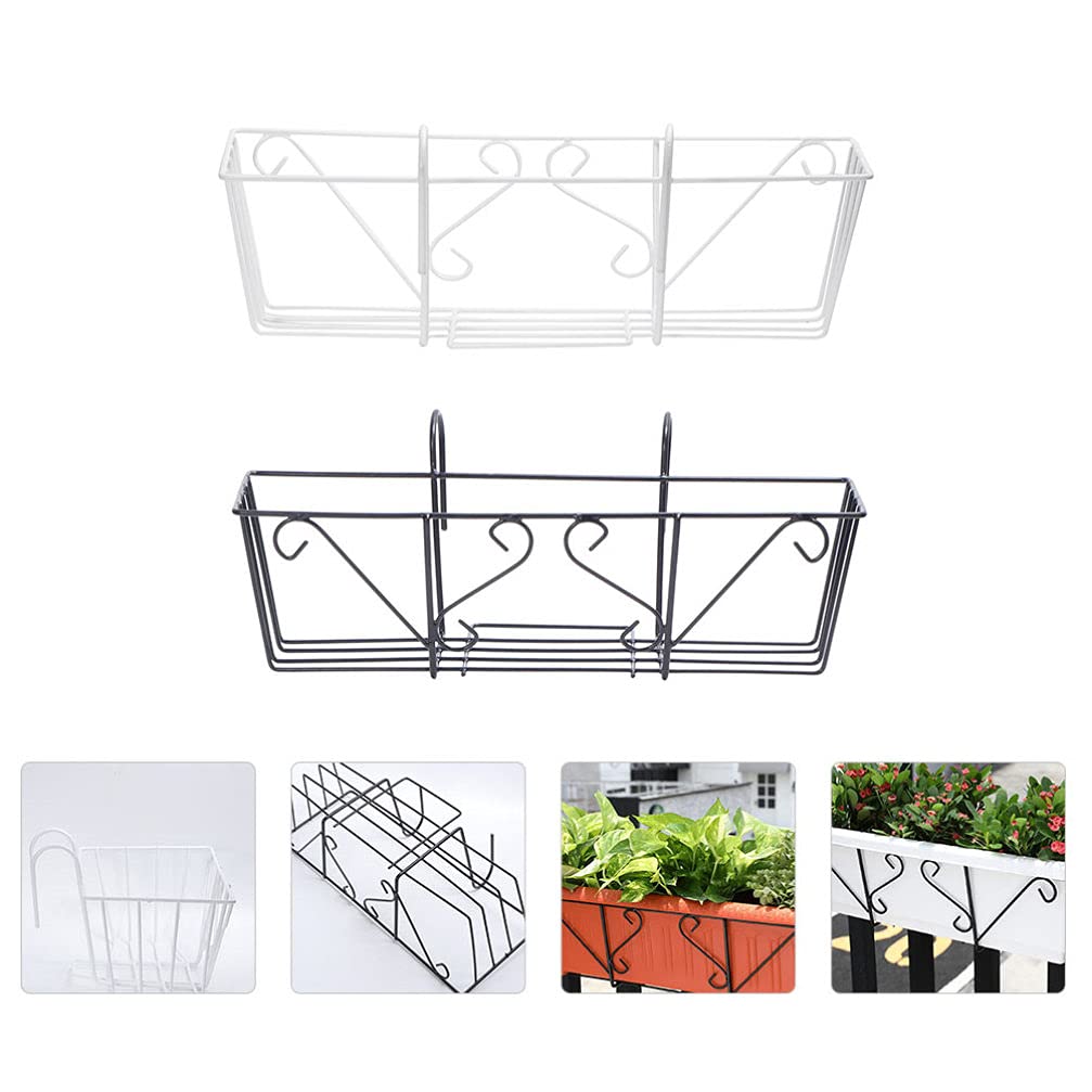 2 Pack Iron Flower Stand Hanging Planter - Balcony Railing Pot Holder for Outdoor Plants, Metal Wall Mounted Planter for Fence, Garden, Office Decor - Perfect for Flowers, Herbs, Succulents