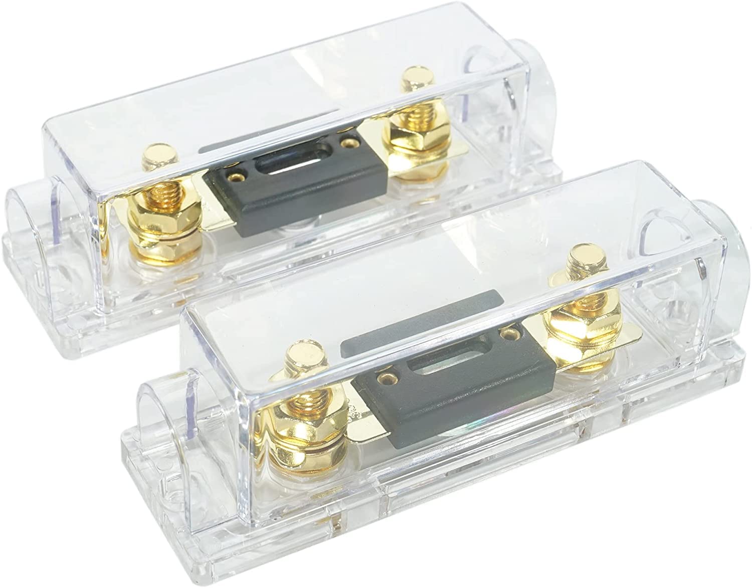 RED WOLF 300A 12V ANL Fuse Block Holder - Gold Plated 0/2/4 Gauge In/Out for Car Audio, Trolling Motor, ATV, Trailer & Inverters - 2 Pack (Perfect for Marine, RV & Off-Road Vehicle Electrical Systems)