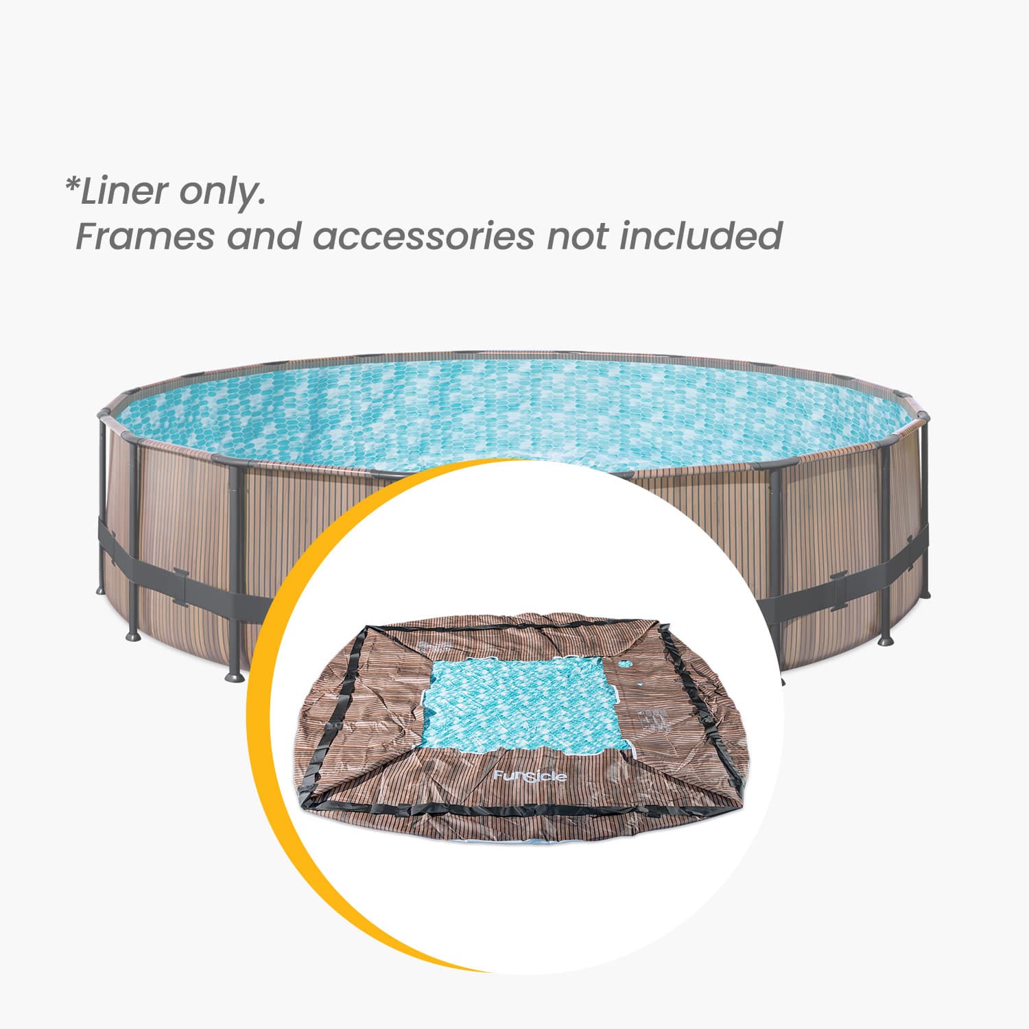 Funsicle 18 ft Oasis Designer Above Ground Pool Liner - Natural Teak Wood Grain Pattern | Durable & UV Resistant for Backyard, Garden, and Outdoor Swimming Pools