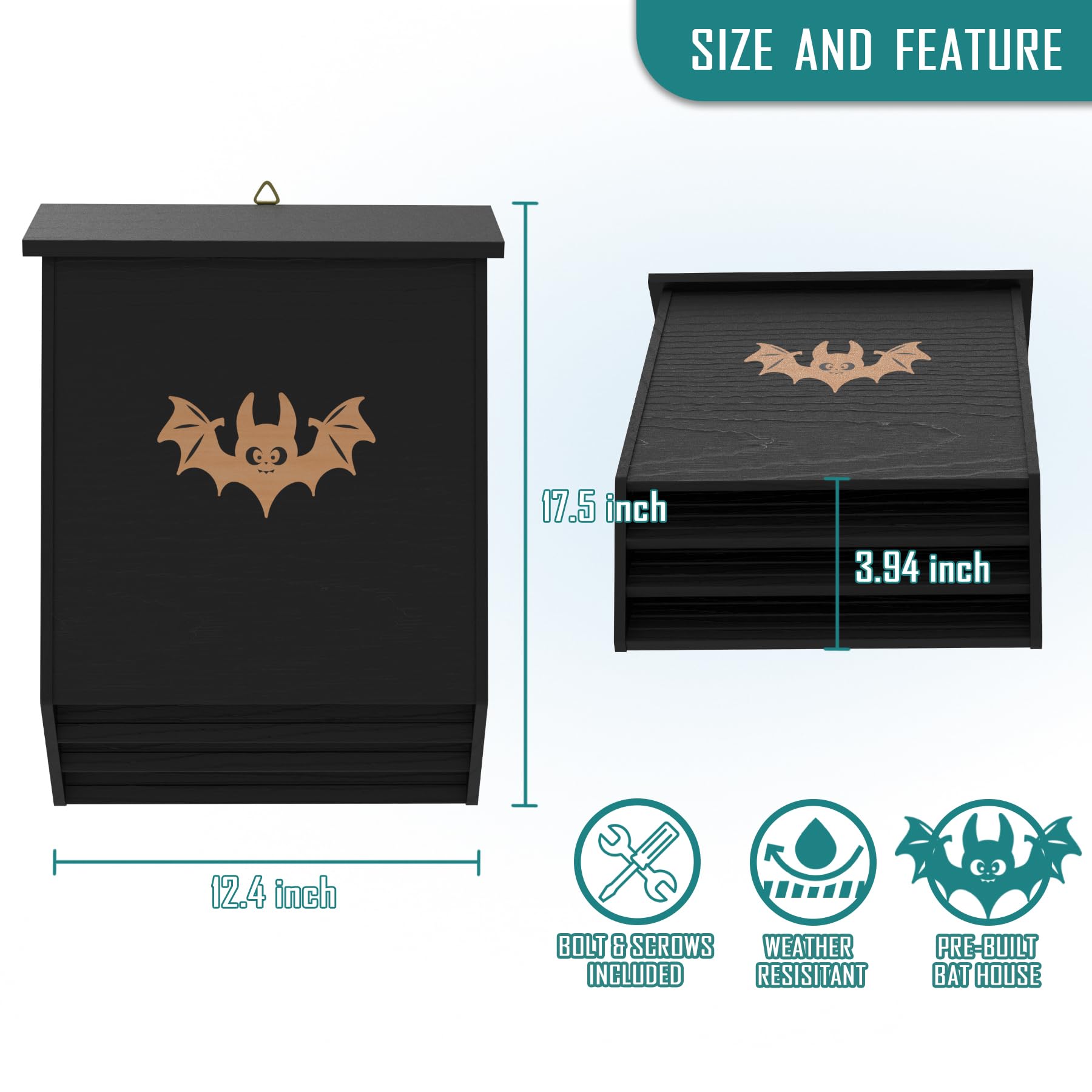 Premium Outdoor Bat Houses - Large 3-Chamber Bat Box for Natural Pest Control | Attracts Bats Easily | Weatherproof & Easy Installation | Perfect for Gardens, Farms & Backyards